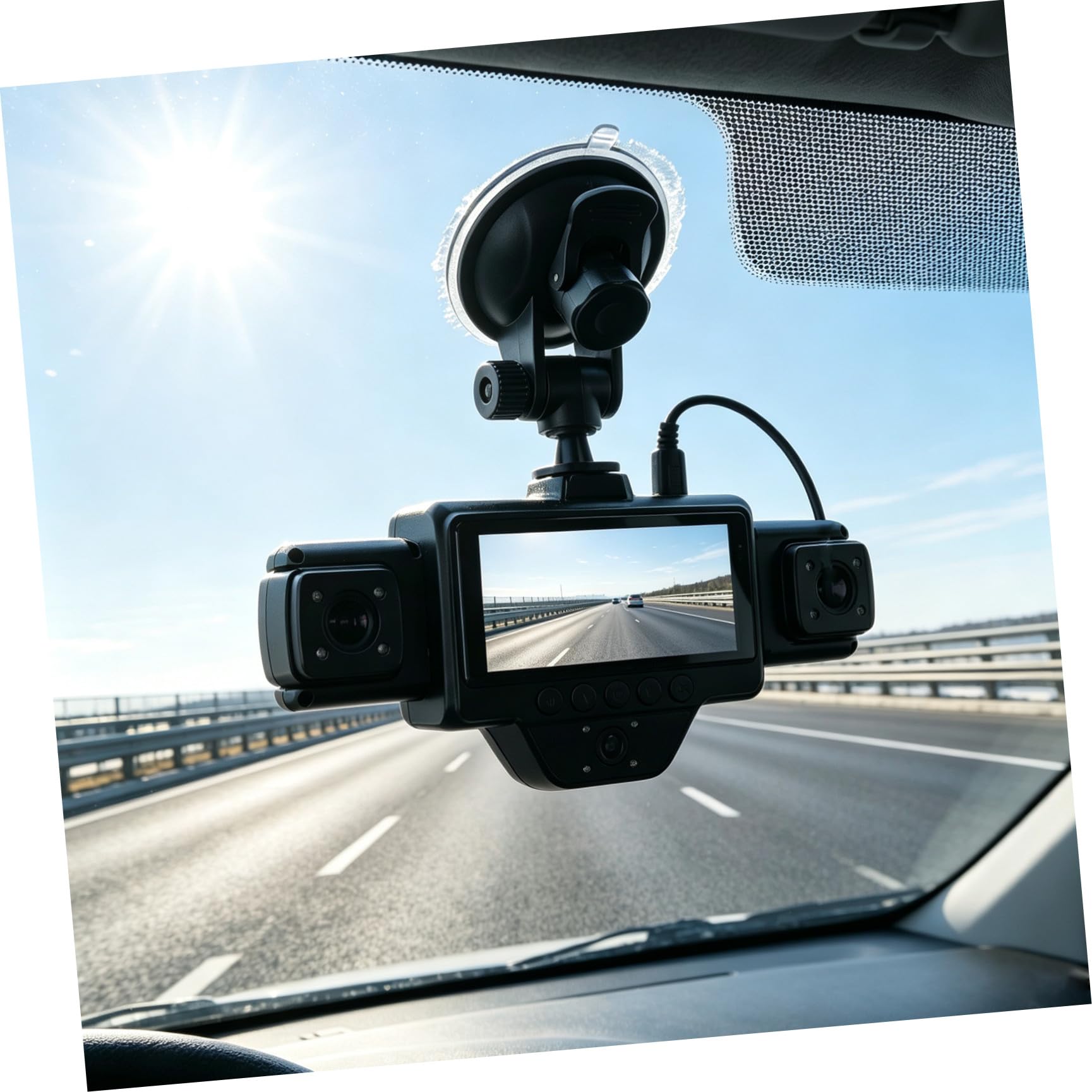 ERINGOGO Videoregistratore Auto Wifi a Cinque Vie, Visione Notturna | Registrazione Completa a Copertura , Auto Loop, Abs Nero, per Auto e Viaggio su Strada
