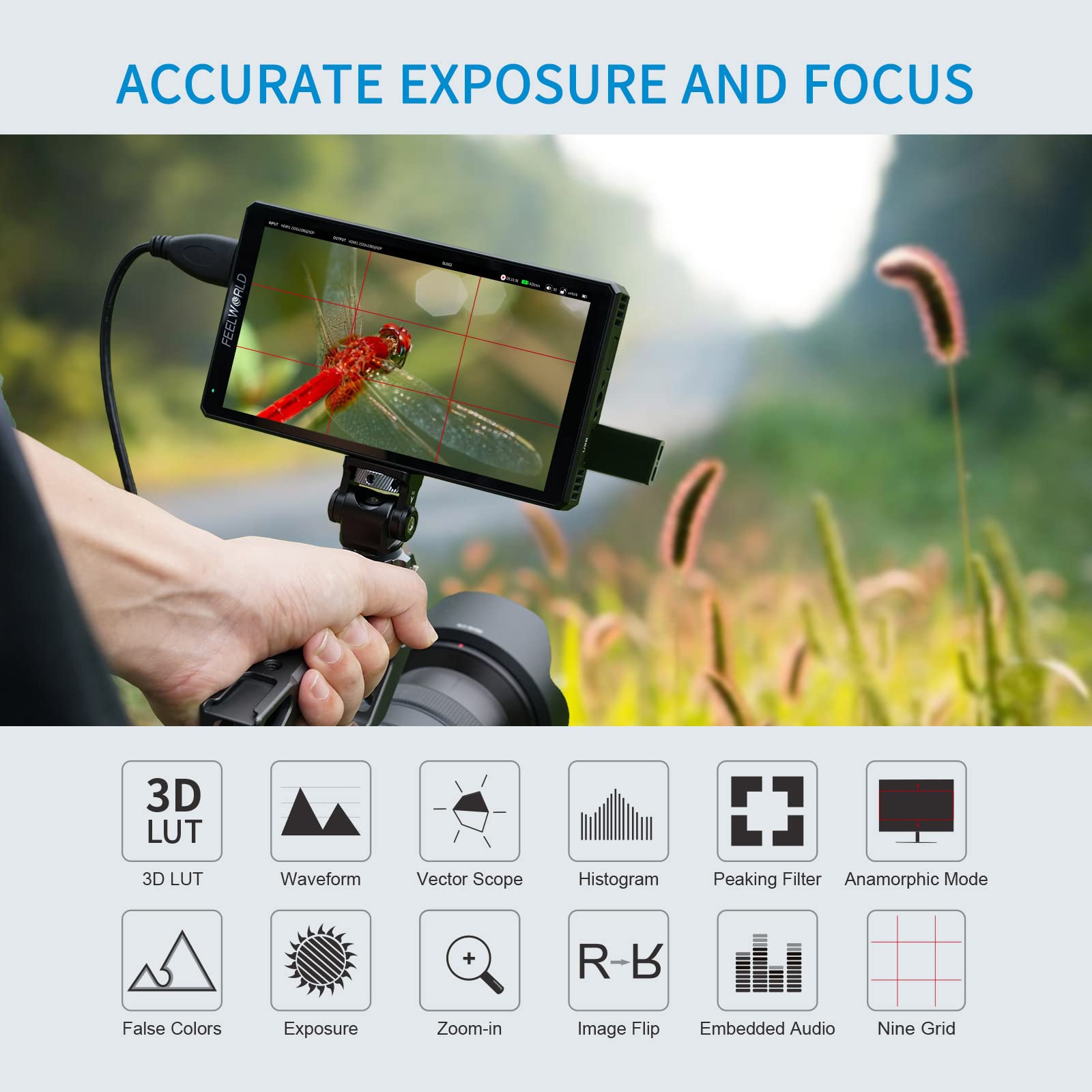 Amazon.com : FEELWORLD CUT6 6 Inch Recording Monitor Field Camera