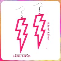 Telooco Retro Neon Fülbevaló Szett - 80-as 90-es Évek Stílusú Akril Strassz Fülbevalók Nőknek és Lányoknak - Tematikus és Jelmez Partikhoz 2