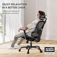 Vista 5 de NOBLEWELL Silla de oficina ergonómica de malla con ajuste flexible, soporte lumbar, silla de computadora de escritorio con respaldo alto