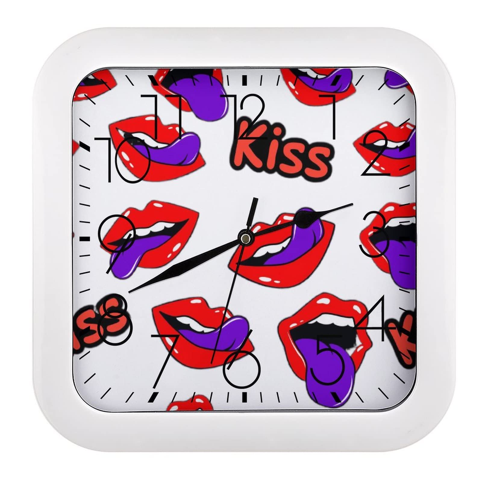 Pendule murale silencieuse pour bureau et salon au design moderne Lèvre de Baiser