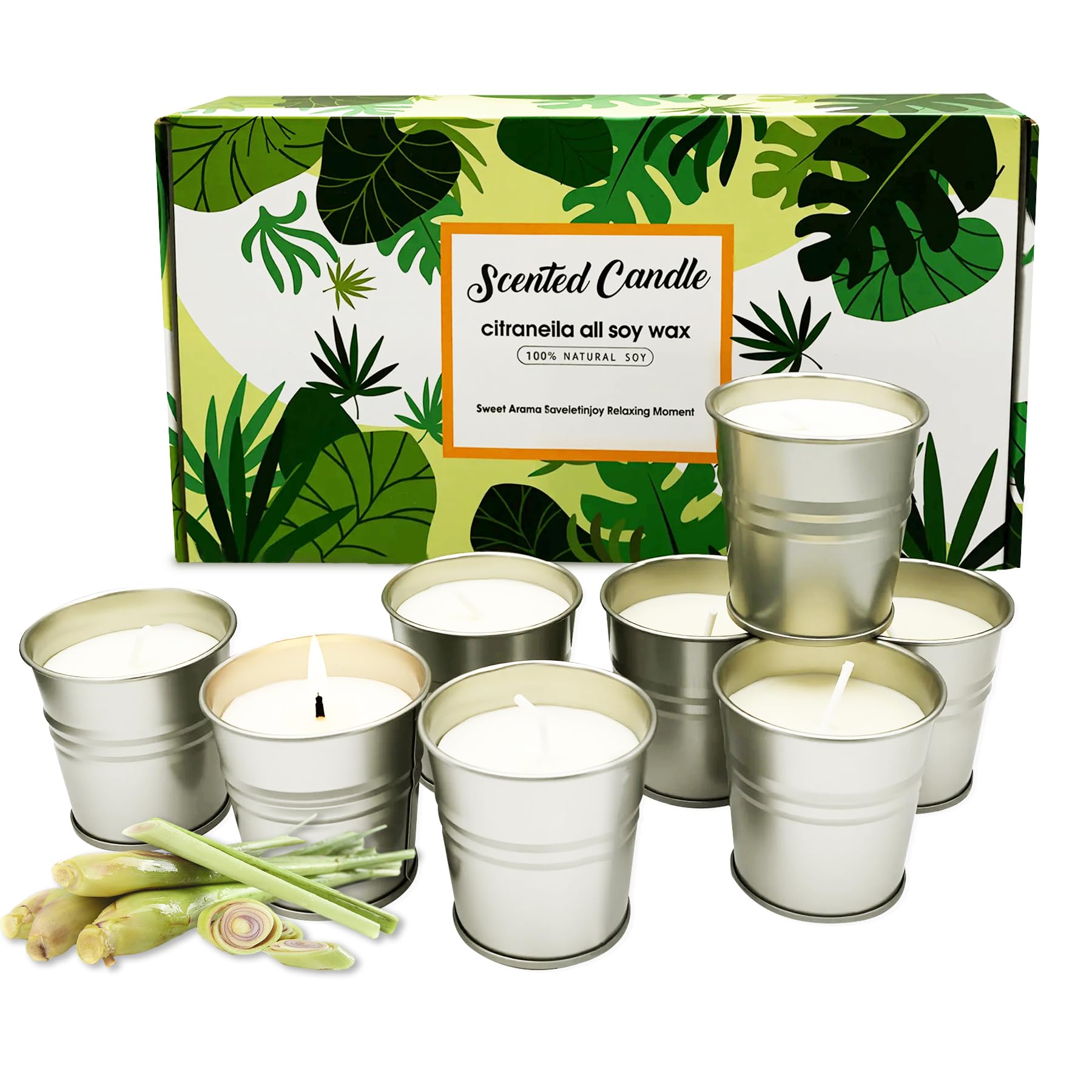 Citronella Candles Outdoor Indoor - 100% Natural Soy Wax Mosquito Bug Repellent Candles for Outdoor Indoor Use, Home Decor & Relaxing Moments (8)