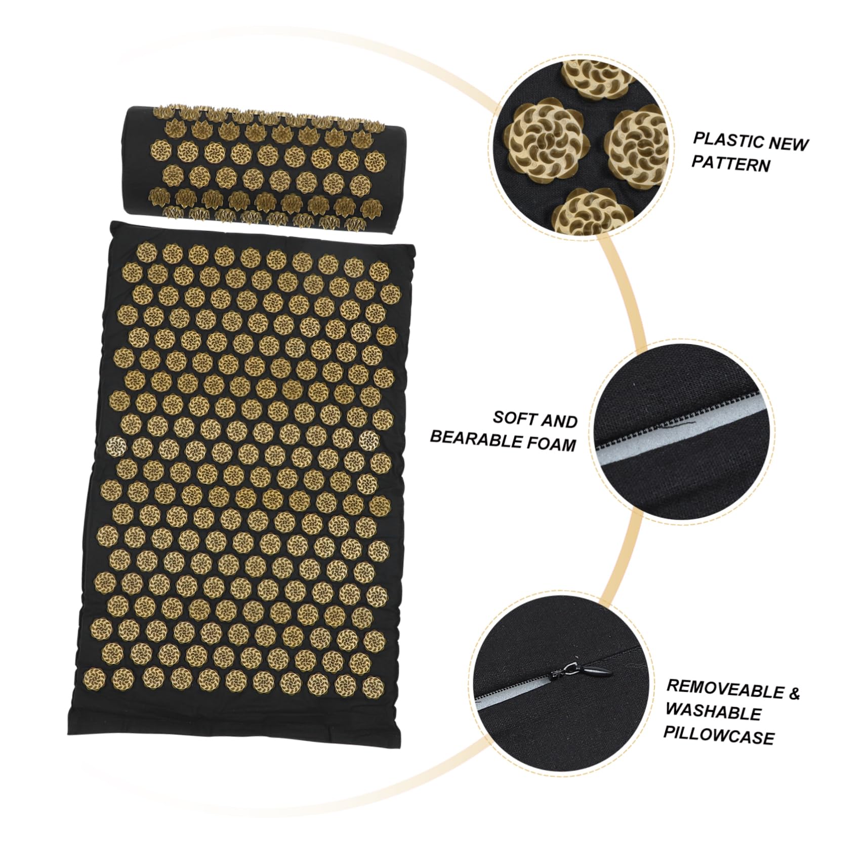 Esterilla de Acupresion y Almohada de Masaje Práctica, Juego de 2 Piezas con Bolsa, Lavable, para Relajación Corporal y Acupuntura