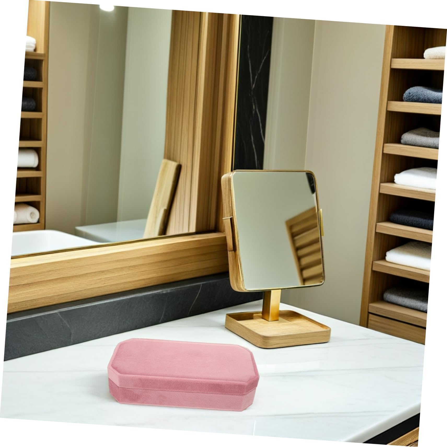 Gatuida Caja Pequeña para Joyas Rosa Organizador Octogonal de Terciopelo con Tapa Estuche Portátil para Almacenamiento y Protección de Anillos y Pendientes
