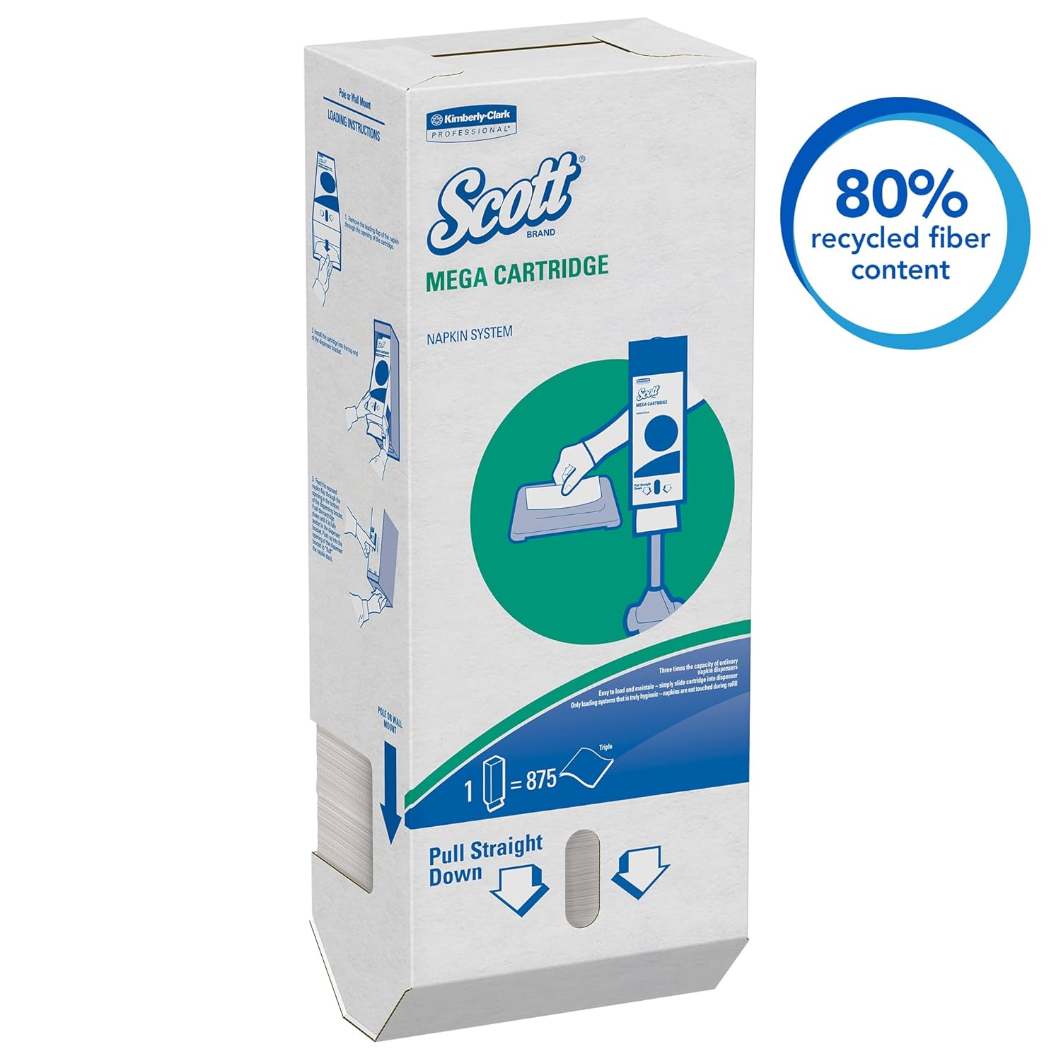 Scott® Mega Cartridge Napkin Box (98908), Disposable Paper Napkins, 6 Cartons of 875 Beverage Napkins (5,250 Napkins/Case)