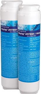 Watts M-2-2 Maytag Refrigerator Water Filter Replacement Cartridge 2-Pack, Compatible with UKF8001/UKF8001AXX, 6-Month Life, Reduces Lead, Chlorine & VOCs, NSF Certified