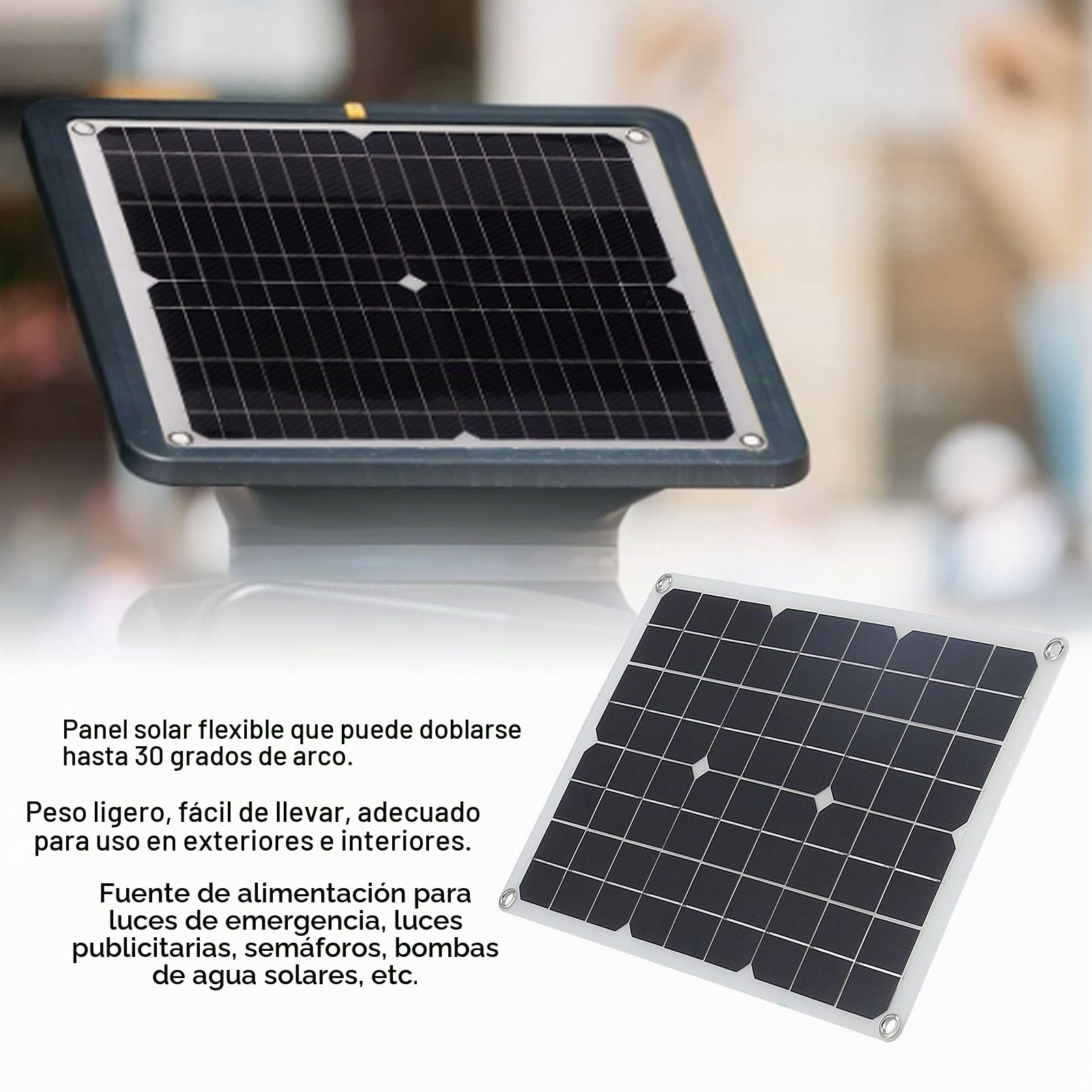 Panel Solar de 50 W y 18 V, Placa de Cargador de batería Solar portátil con Clip de cocodrilo, Kit de Cargador de Panel Solar USB para Caravana, Caravana