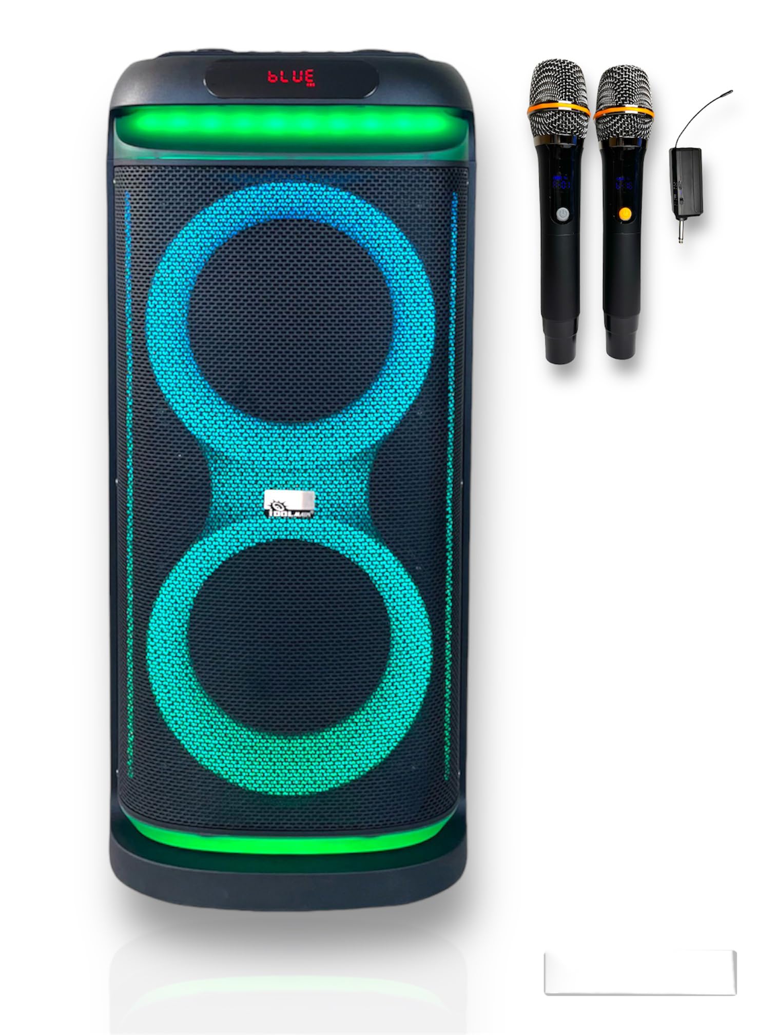 IDOLmain IPS-DJ12 Immersive Sound Light Weight Party Bluetooth Karaoke Speaker with Dual Wireless Microphones, Black