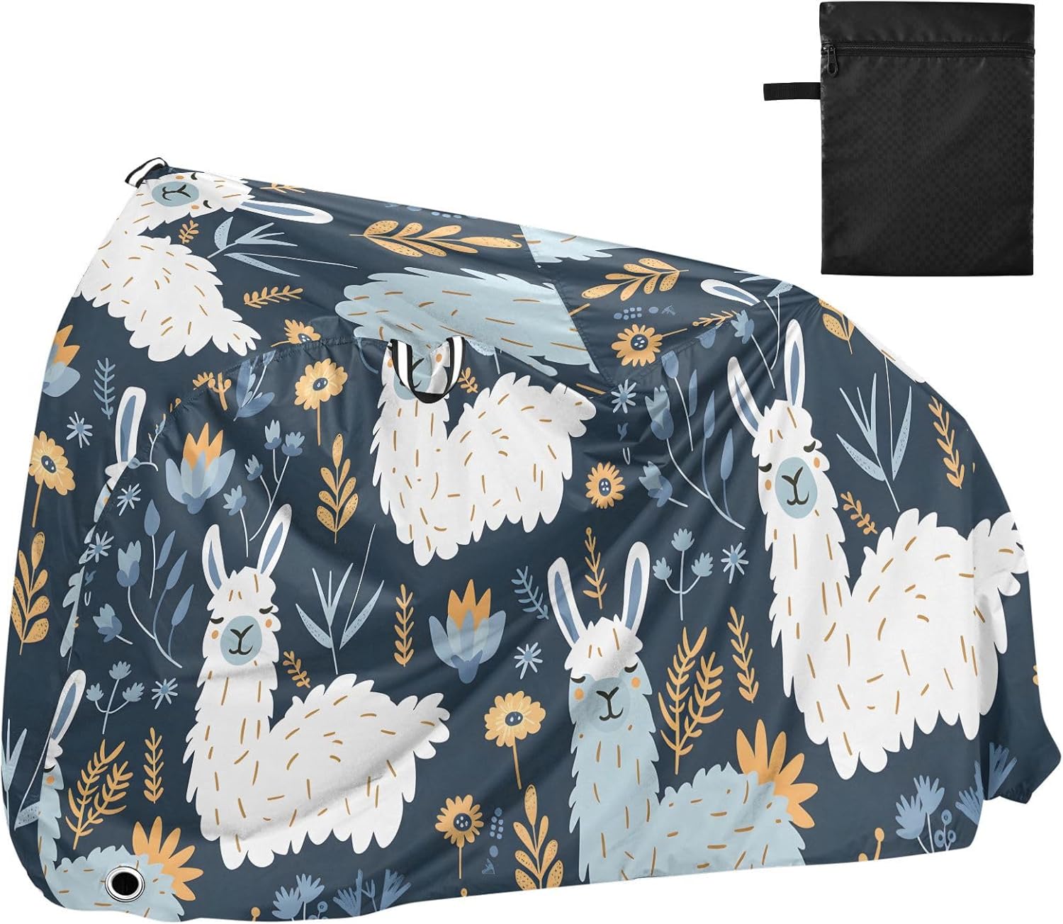 ALAZA Llama Flowers Bike Cover Waterproof Outdoor Ebike Bicycle Covers Tarp Protection for 1/2 Bikes, Sun UV Dust Wind Proof