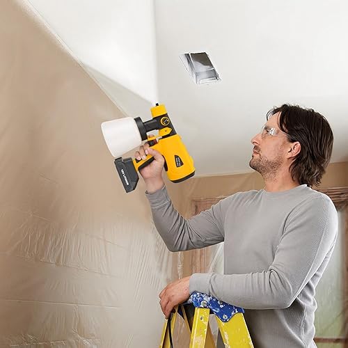 Miniatura 9 de Pulverizador de pintura para batería Dewalt de 20 V, pistola de pintura en aerosol Hobby Colin HVLP con motor sin escobillas y boquilla de cobre,