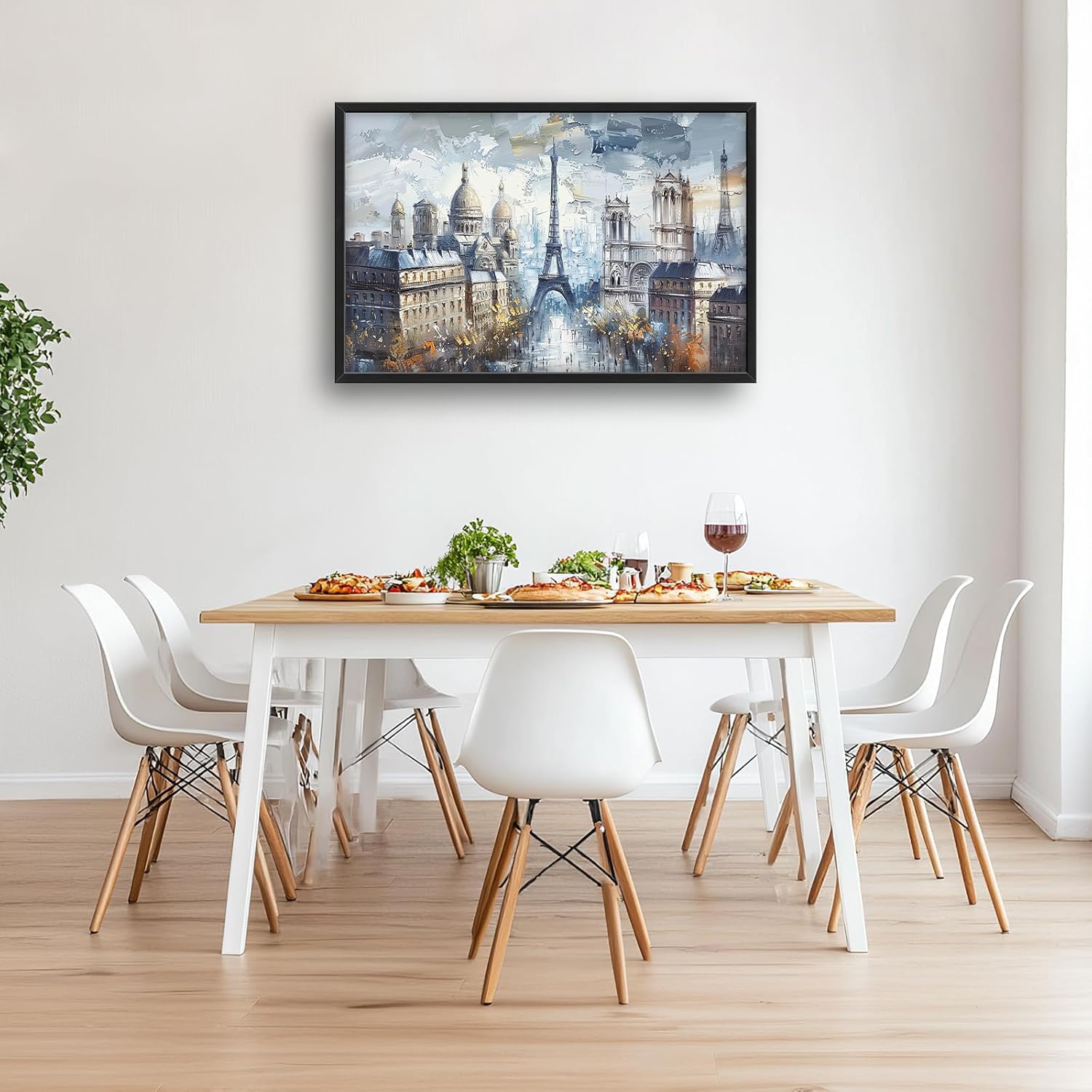 Eiffel Tower Large Wall Art Paris Cityscape Pictures Wall Decor French Landscape Canvas Landmark Print Painting Modern Artwork Home Decoration for Living Room Bathroom Bedroom Office Framed 36"x24"