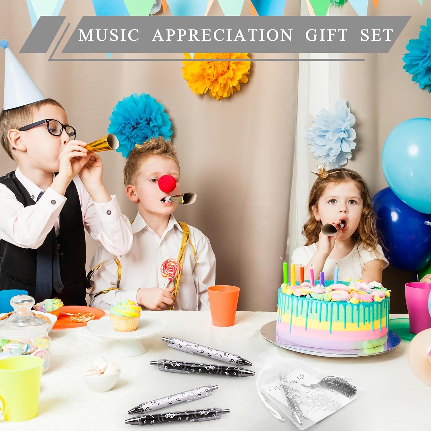 20 Sets Music Themed Gifts Including Ball-Point Pen, Thank You Card, Note Bookmark White Organza Bag Musical Theme Appreciate Gift Pack Music Gifts for Students Teachers Music Lovers - Image 6