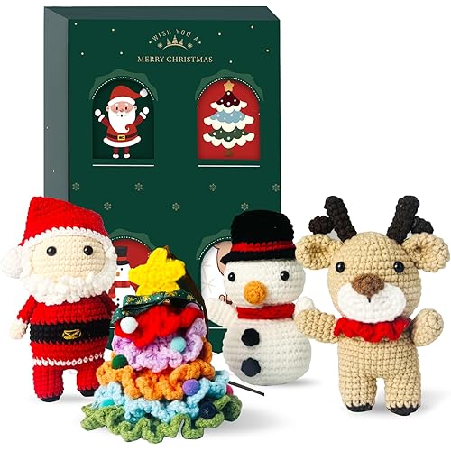 4PCS Emotional Support Crochet Gifts with Card for Son Daughter, Secret Santa Gifts,Christmas Stocking Stuffers for Women Coworker Home Office Desk Table Decor