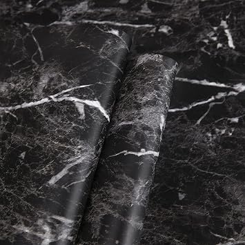 Abyssaly Black Marble Contact Paper Peel and Stick Self Adhesive Wallpaper | Marble Wallpaper Matte Thicken Waterproof for Countertops Cabinet Kitchen Bathroom and Furniture Renovation 15.7" x 118"