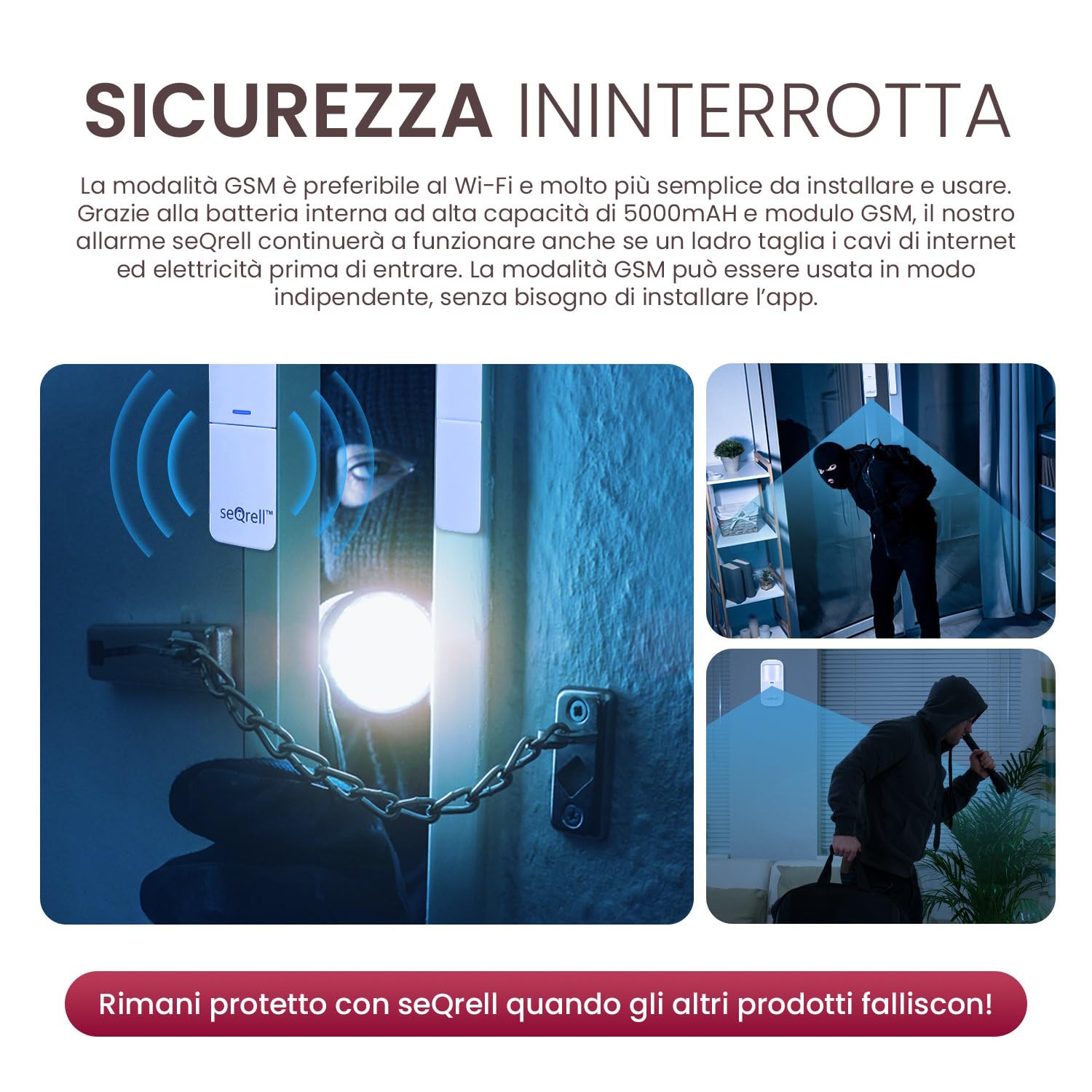 Sistema di Allarme Domestico sensa Fili, Kit Allarme Casa Senza Fili Compatibile con Alexa, WiFi, GSM 4G, Tuya e Smart Life App, 4,3" Touchscreen e Batteria da 1.500 mAh, SQ4324G
