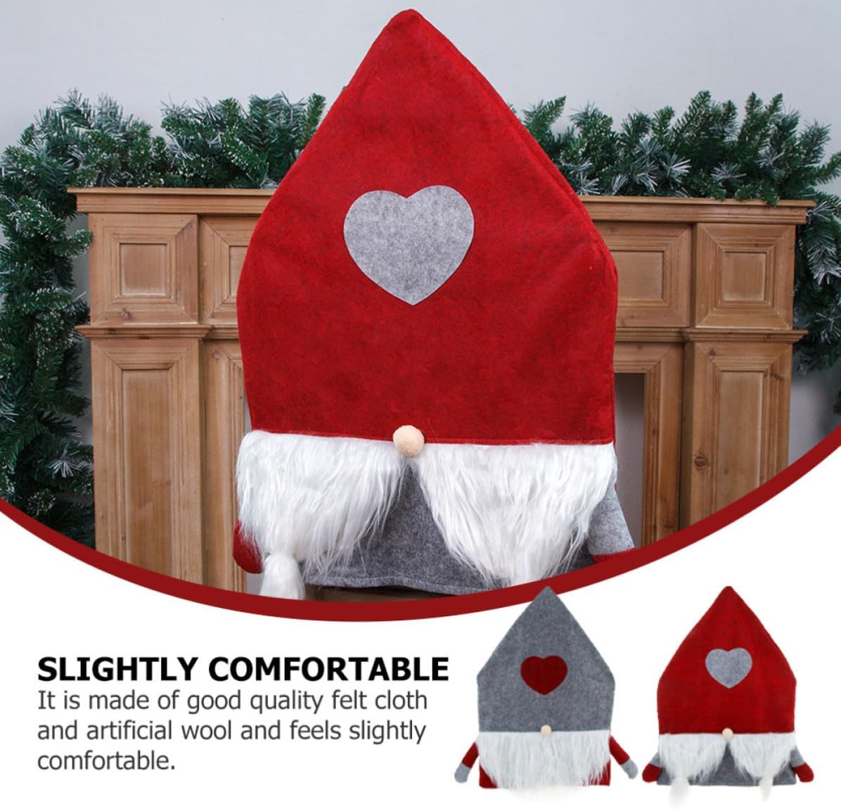 VICASKY 2pcs Xmas Chair Cover Adorable Seat Cover for Most Chairs Festive