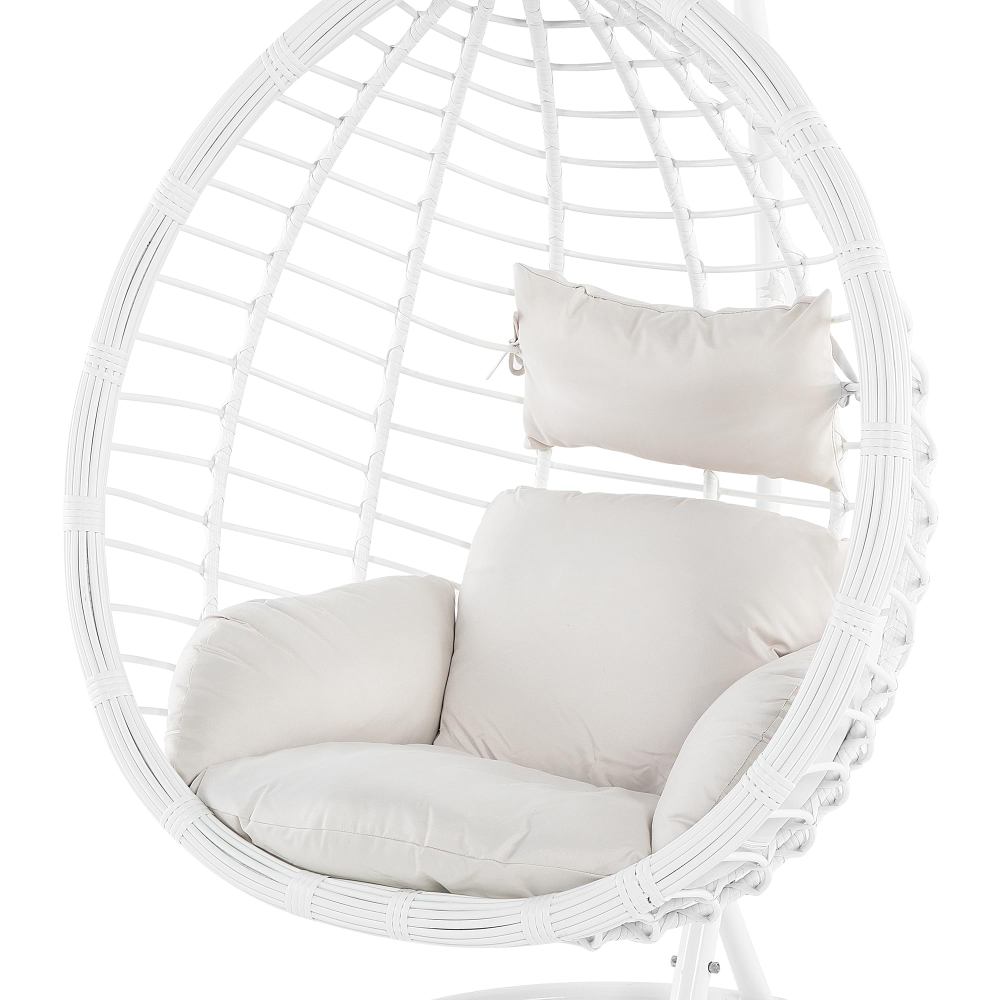 Fauteuil Suspendu Balançoire pour Extérieur et Intérieur en Rotin Blanc Design Ultra Moderne et Conception Solide pour Salon ou Jardin Beliani