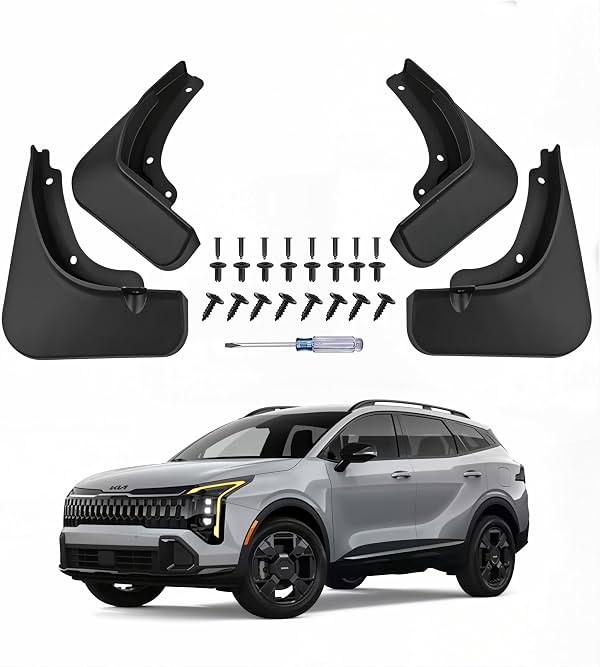Guardabarros para Kia Sportage 2023 2024 2025 2026, Deflectores Delanteros y Traseros Sin Perforación, Ajuste Personalizado para LX EX SX Prestige X-Line X-Pro Hybrid, Estilo OEM de Termoplástico Resistente en Negro