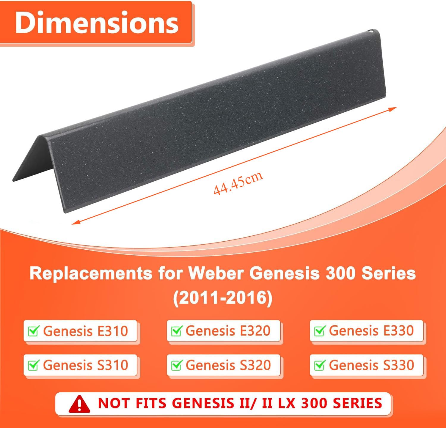 GFTIME 7621 Flavorizer Barres 44,5 cm pour Weber Genesis E310/320/330, S310/320/330 (avec Boutons de brûleur Avant), Pièces de Rechange 7620, Ne Convient Pas à Genesis II/LX 310/340