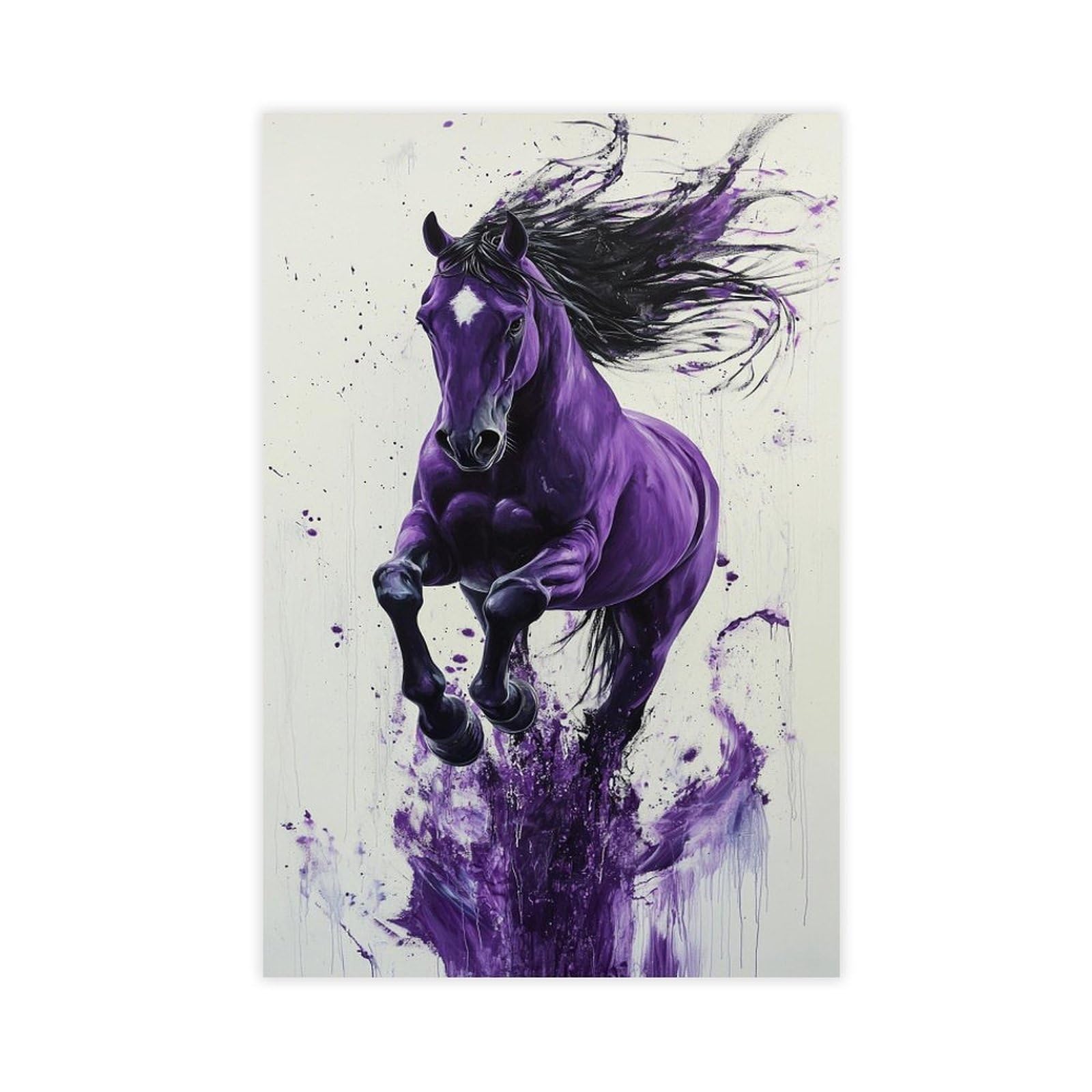 Bareronor Modern Abstract Purple Horse Canvas Poster Bedroom Decor Landscape Office Room Decor Gift 24" L X 36" W