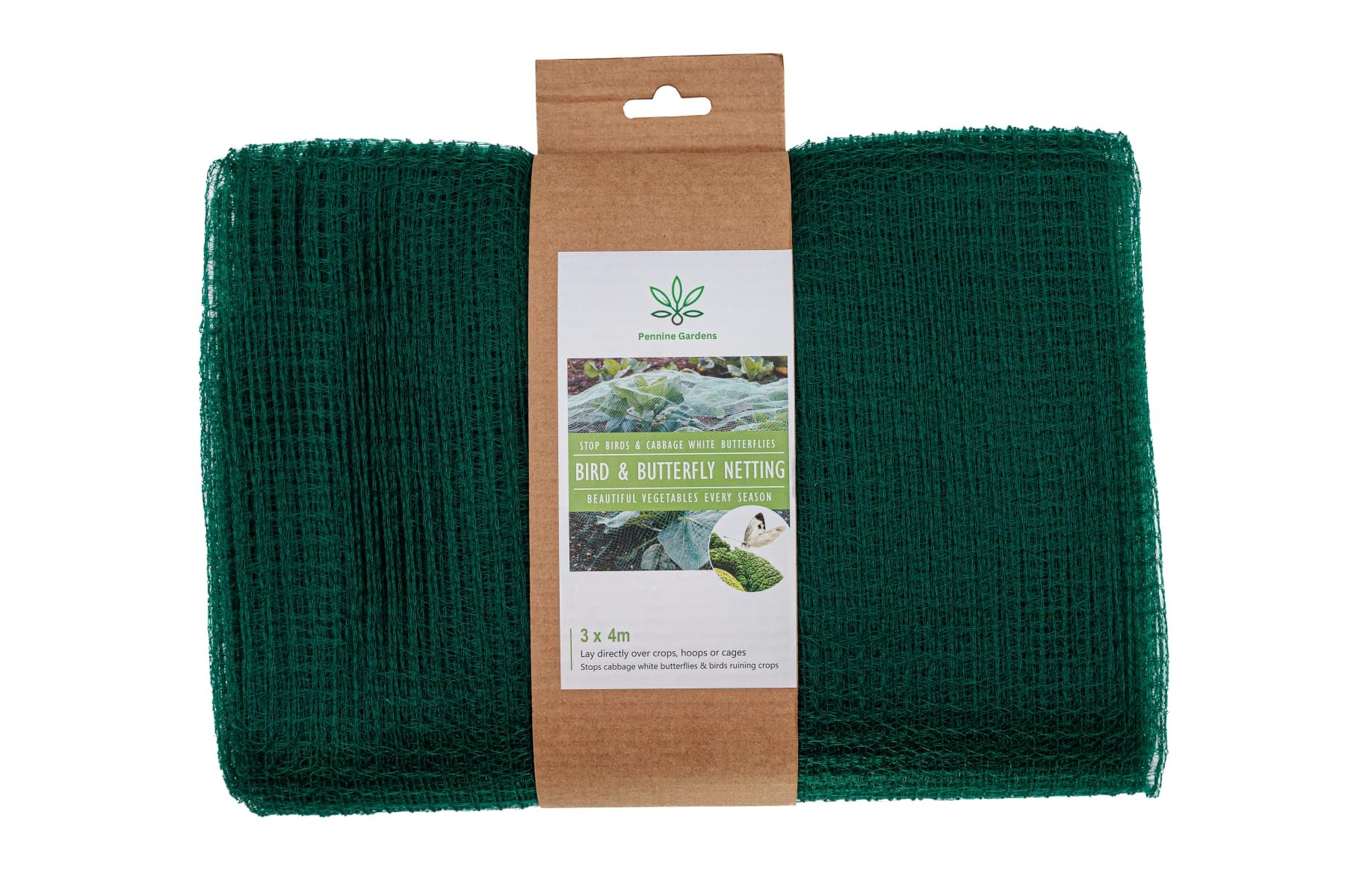Butterfly Netting for Vegetables – Fine Mesh Garden Protection 2×5m or 3×4m, Brassica Cover & Anti-Bird Barrier – Green/Black Plant Cover (Green, 3 x 4 m)