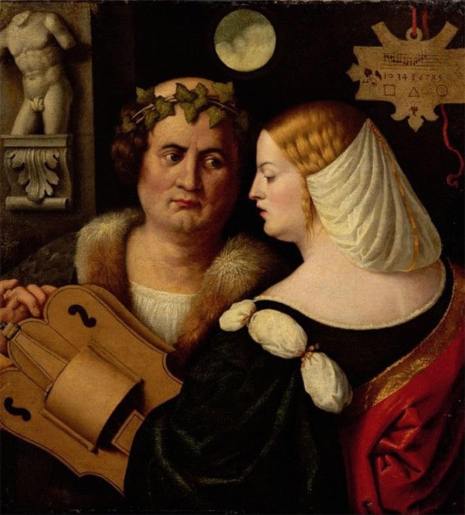 SERENDIPITP Vintage Picture Print on Canvas Wall Art Poster Poet Playing a Hurdy Gurdy with a Young Woman by Cariani Artwork Print Poster for Wall Decor 60x90cm
