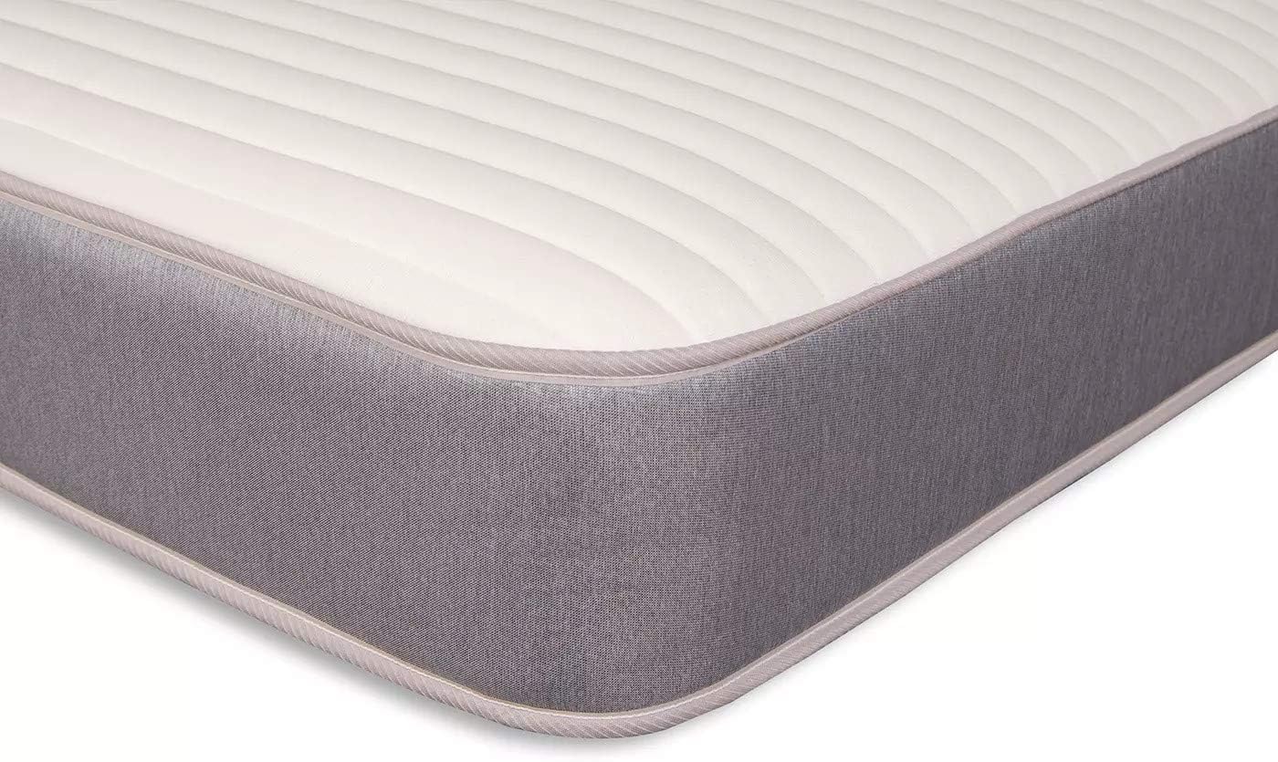 8 Inch Double Memory Foam Mattress, Hybrid With Springs. Cool Touch Straight Line, Grey, Soft Firmness. (4ft6 x 6ft3)