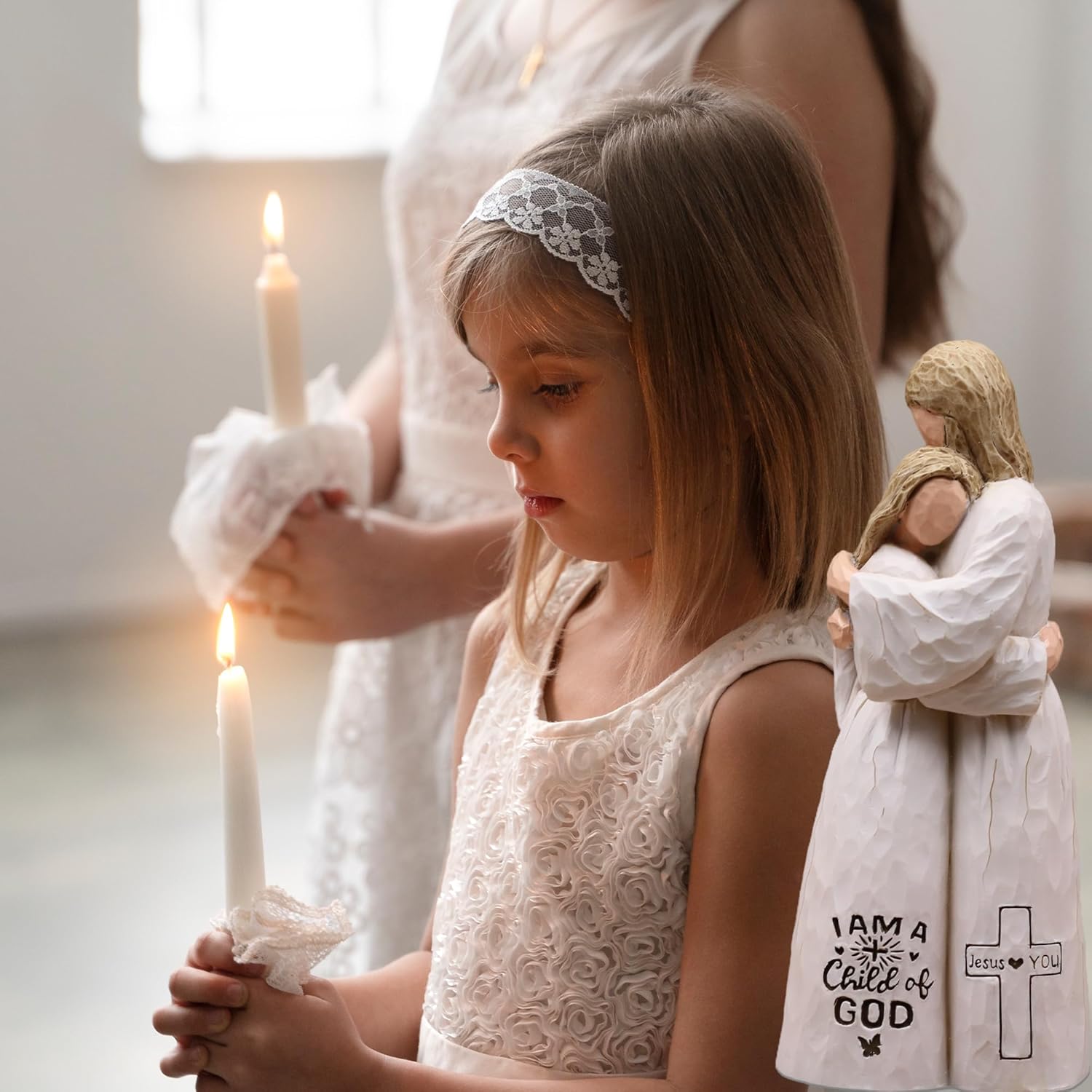 Jesus Embracing Woman-Christian Gifts for Women, Religious Gifts for Women, Baptism Gift for Girl, Sculpted Hand-Painted Figurine - Image 5