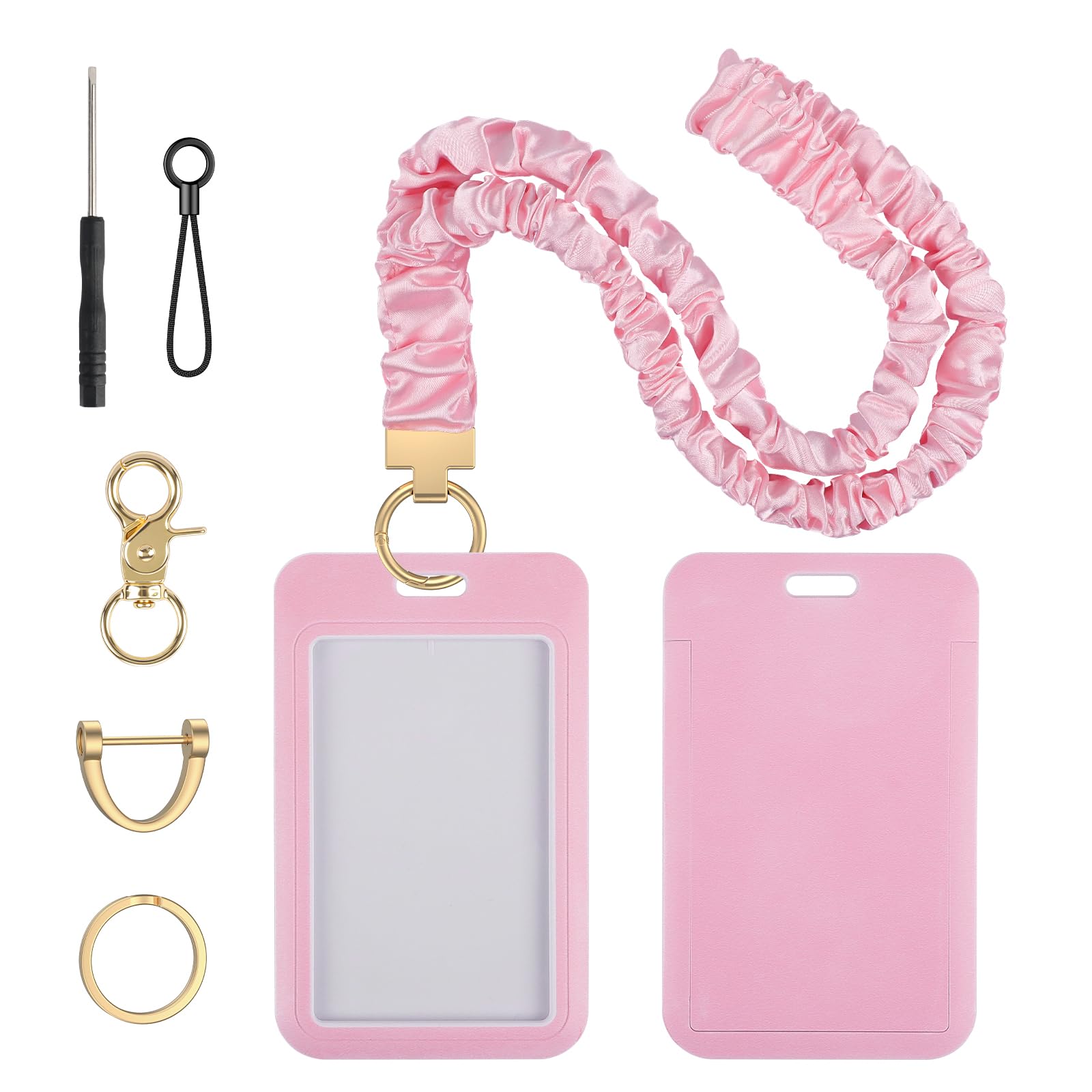 Uniclife Scrunchie Teacher Lanyard with ID Holder Stretchy Lanyard