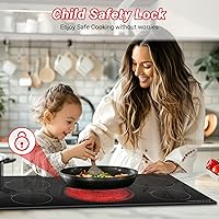 Vista 6 de AMZCHEF Electric Cooktop 36 Inch,5 Burners Built-in Electric Stove Top,Max 9000W Ceramic Glass Countertop with Touch Control,9 Heating Level,Max