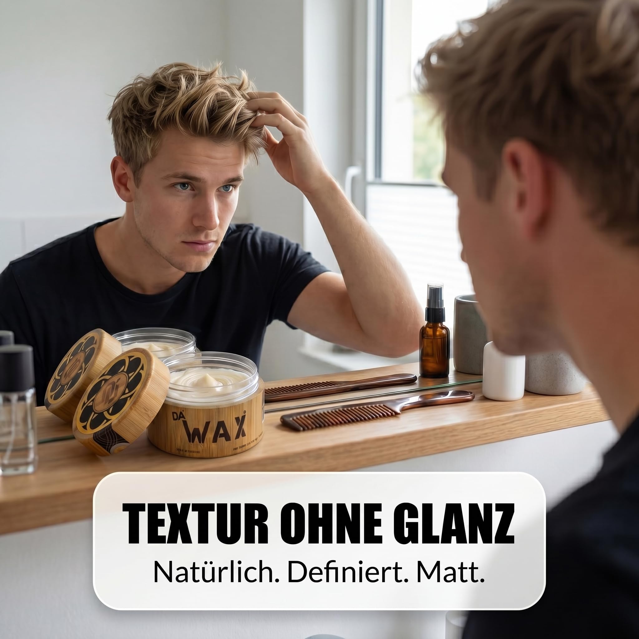 Da'Dude Da'Wax 100 ml, Haarwachs Männer matt, starker Halt, Haar Wax für Herren, Carnaubawachs, Bienenwachs, ohne Silikone & Parabene, Bambustopf
