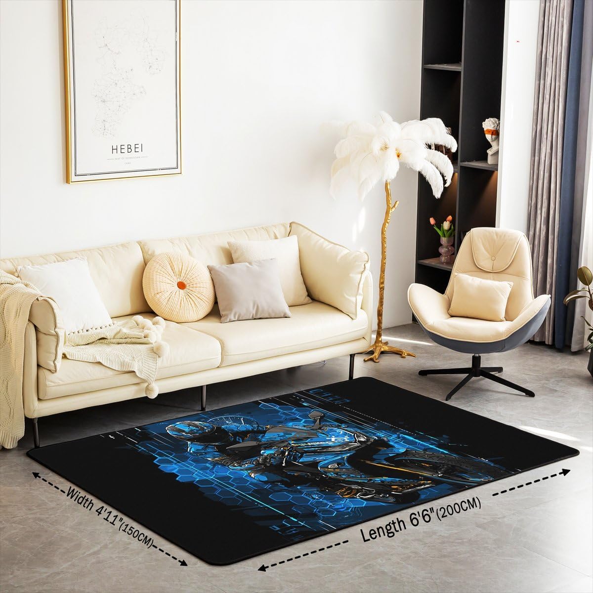 Racing Motorcycle Area Rug for Kids Teens Adult 3'x5',Boys Teens Extreme Speed Race Living Room Decor Non Slip Rug for Bedside, Abstract Track Wheel Print Decorative Rug for Playroom Sofa