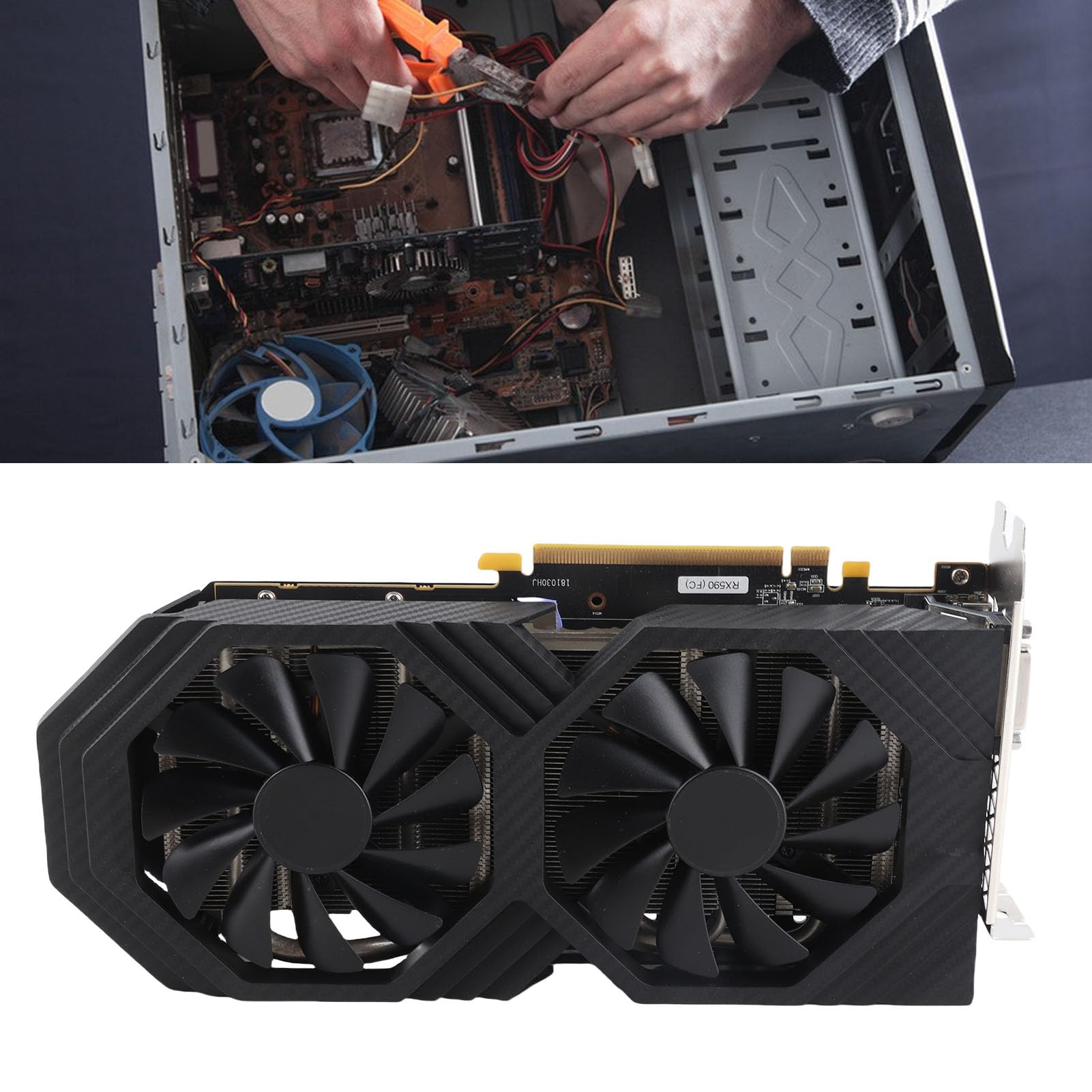 RX590 Scheda grafica da gioco GDDR5 da 8 GB a 256 bit PCI Express 3.0 X16 Doppia ventola di raffreddamento Scheda grafica GPU con dissipazione del calore rapida e silenziosa per