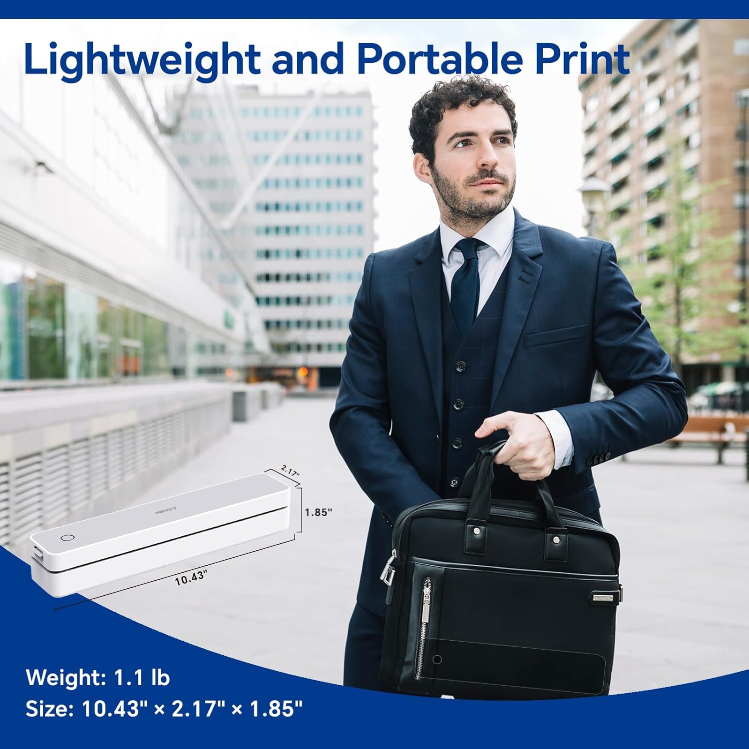 HPRT MT610 Portable Thermal Printer - Inkless Printer, Supports Regular Paper & Labels, Bluetooth & Auto Paper Feed, Supports iOS/Android/Laptop for Home/School/Travel White- 210 Sheets Thermal Paper