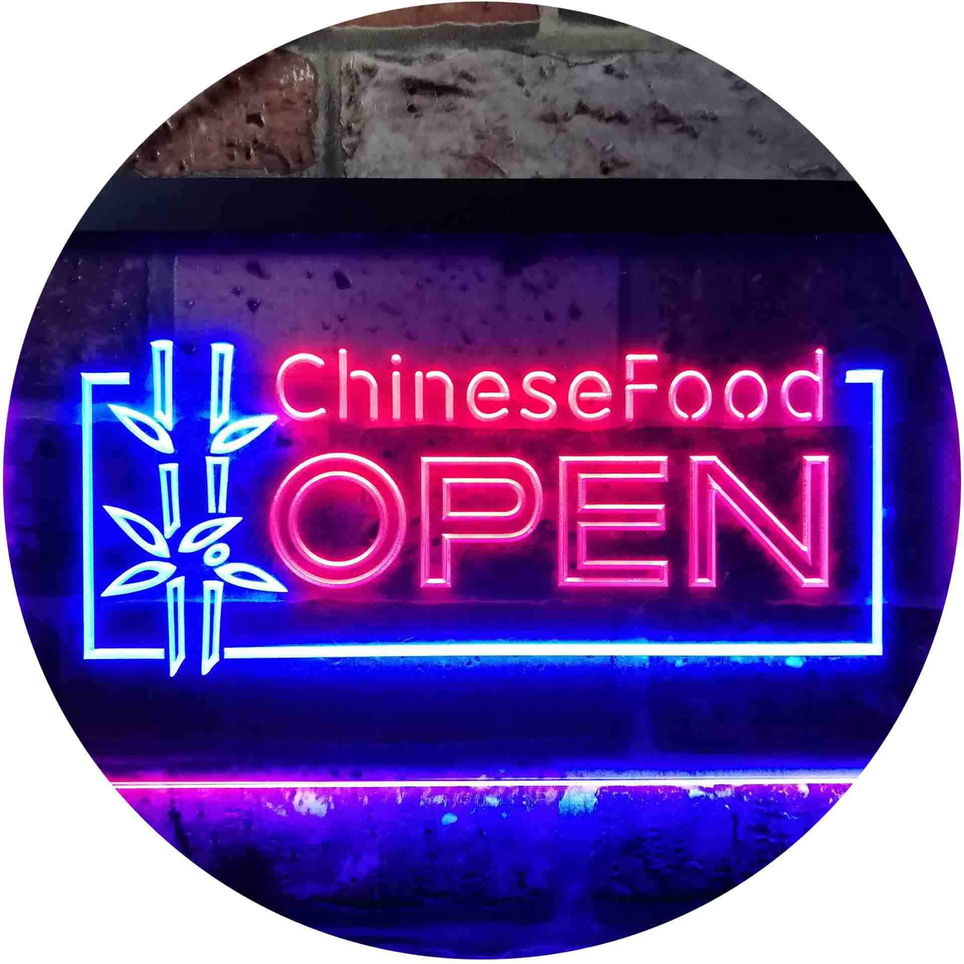 ADVPRO Chinese Food Restaurant Open Dual Color LED Neon Sign Blue & Red 600 x 400mm st6s64-i0013-br โ image 1