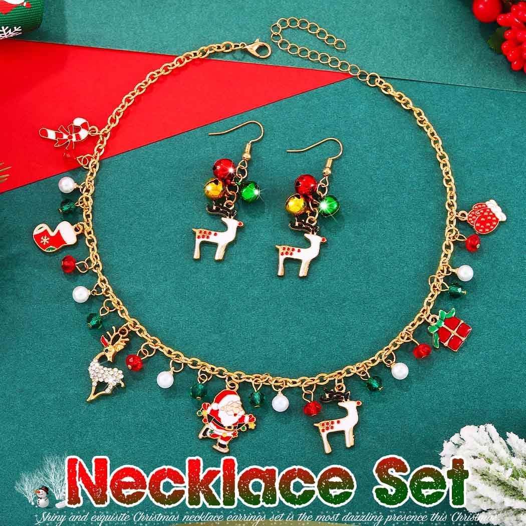 Sixexey Christmas Jewelry Set Reindeer Necklace Earrings Xmas Holiday Party Necklace Accessories for Women - Image 3