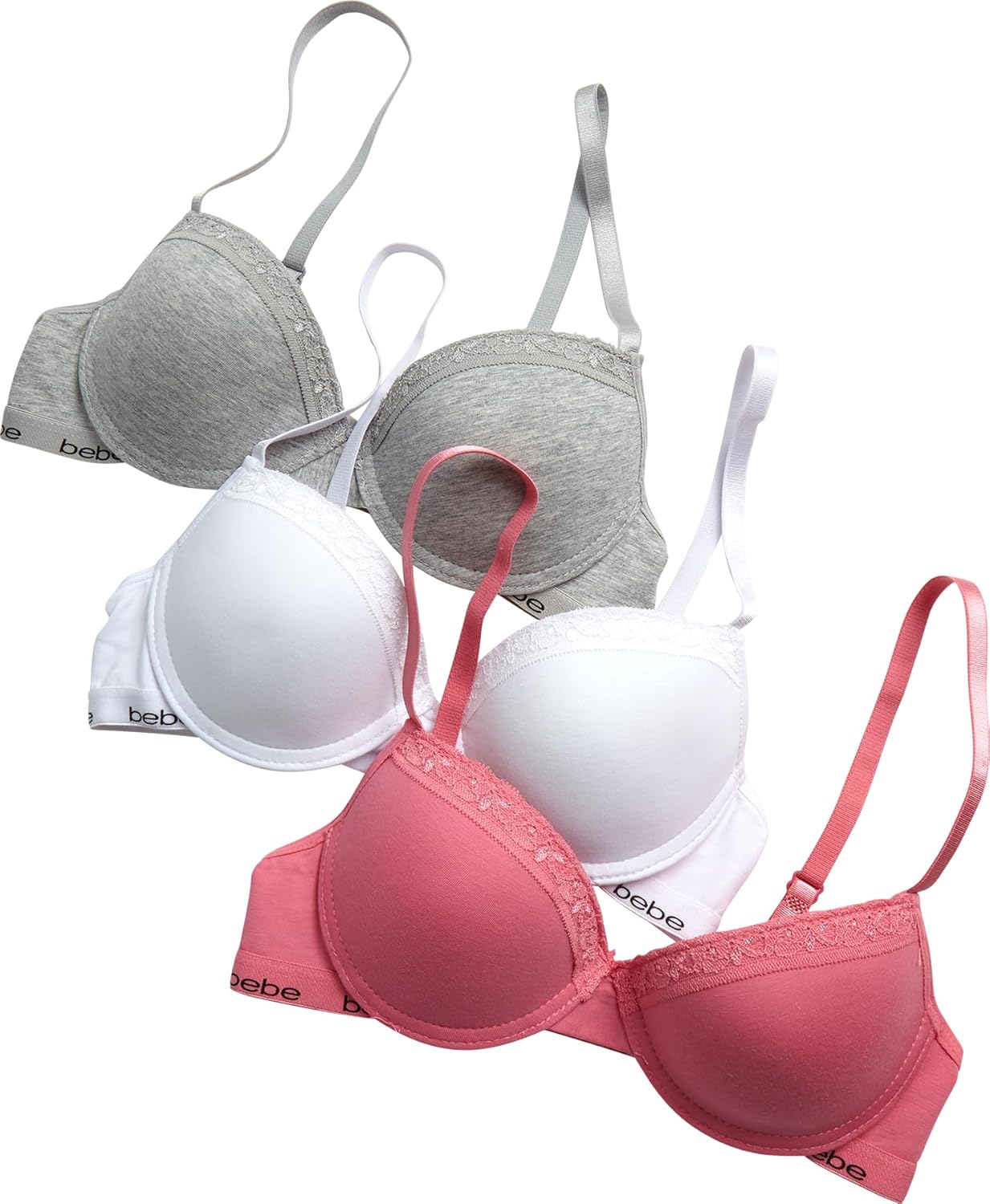 bebe Girls Training Bra - 3 Pack Soft Molded Bra with Adjustable Straps - Training Bra for Girls (A Cup/B Cup) - Image 4