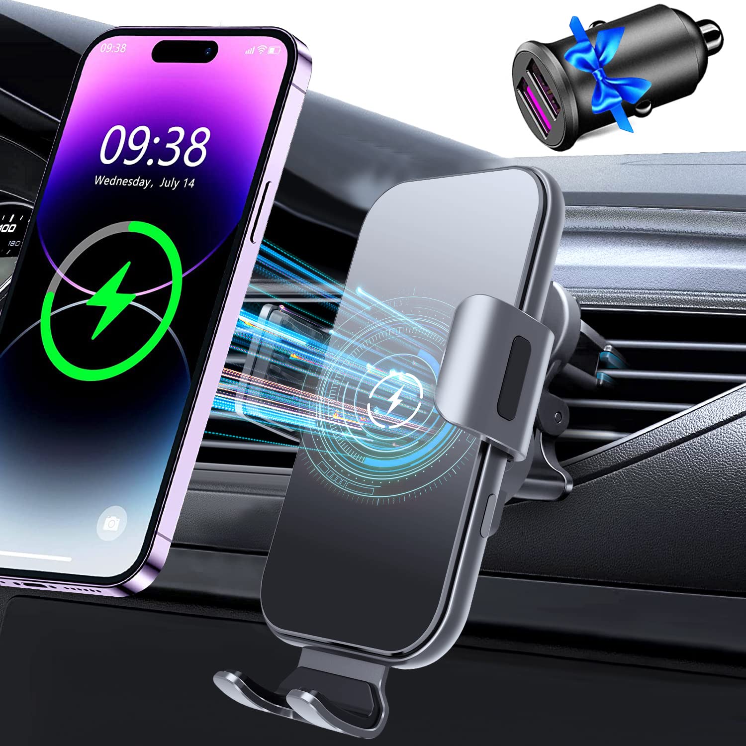 Amazon.co.jp: 車載ホルダーワイヤレス充電 シガーソケット 付 : 車