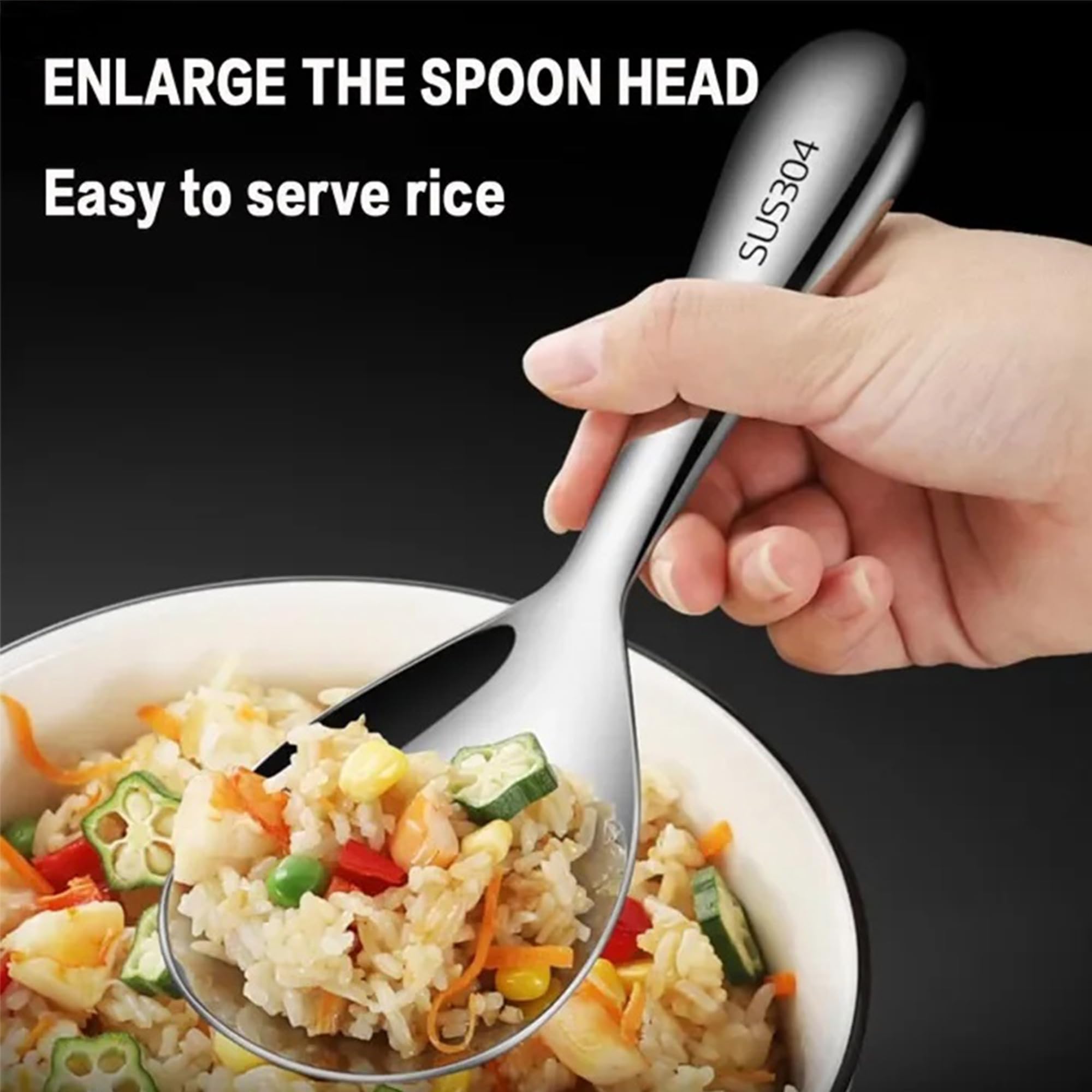 Stainless Steel Rice Spoons - Durable & Nonstick -5