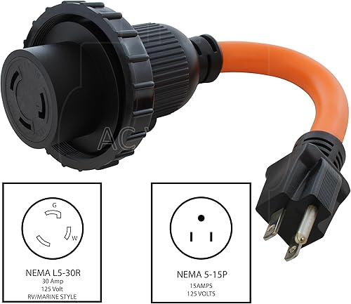 Miniatura 7 de AC WORKS Adaptadores desmontables marinos RV de 30 amperios (enchufe de hoja recta de 4 clavijas 14-50P 50A)