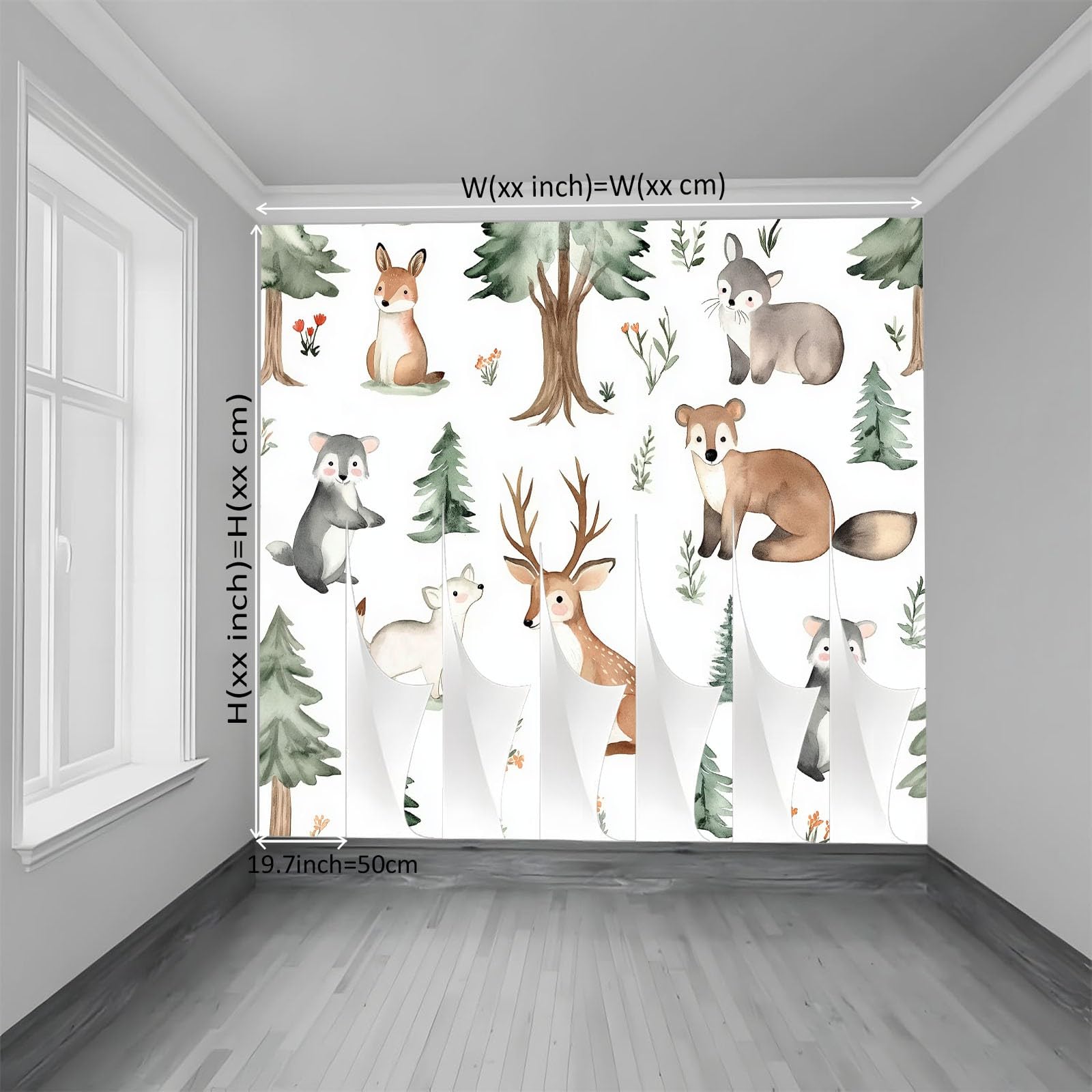 Tapeta Hiperrealizm 200 x 140 cm Kreskówka Zwierzęta Las Fototapeta 3D, Fototapety Ściany Włóknina Fototapety Fotograficzne-Nowoczesna Dekoracja Ścienna, Biały