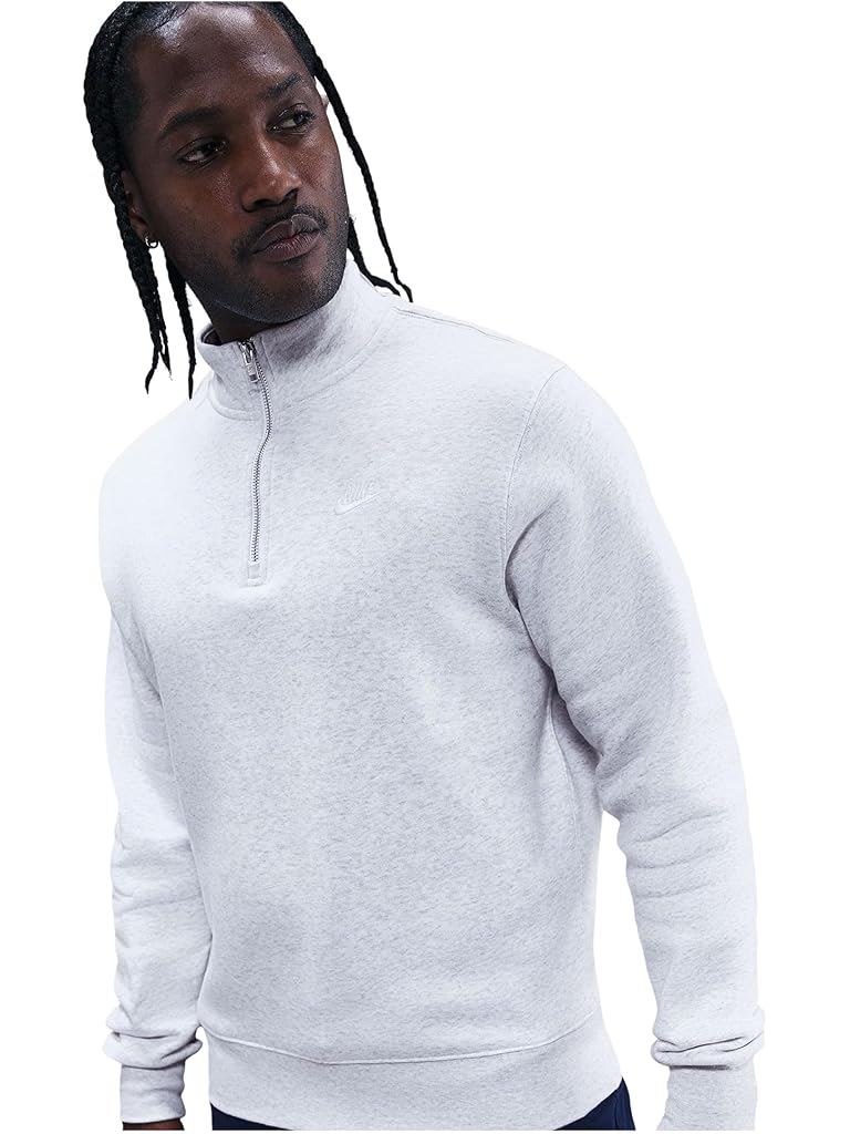 White Nike Club Basket Ball Half-Zip Top