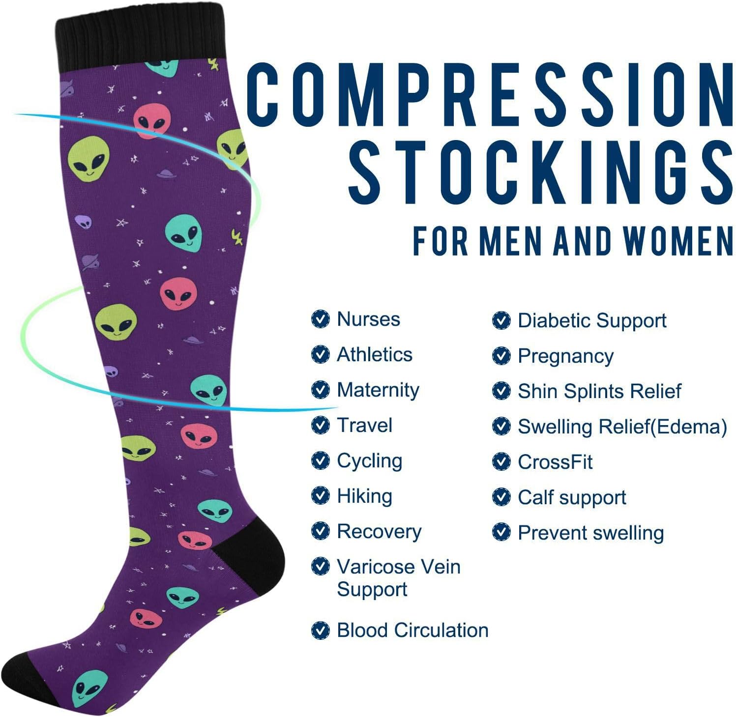 Wusikd Cute Penguin Compression Socks for Women and Men Circulation Long Socks for Athletic Running 1 - Image 5