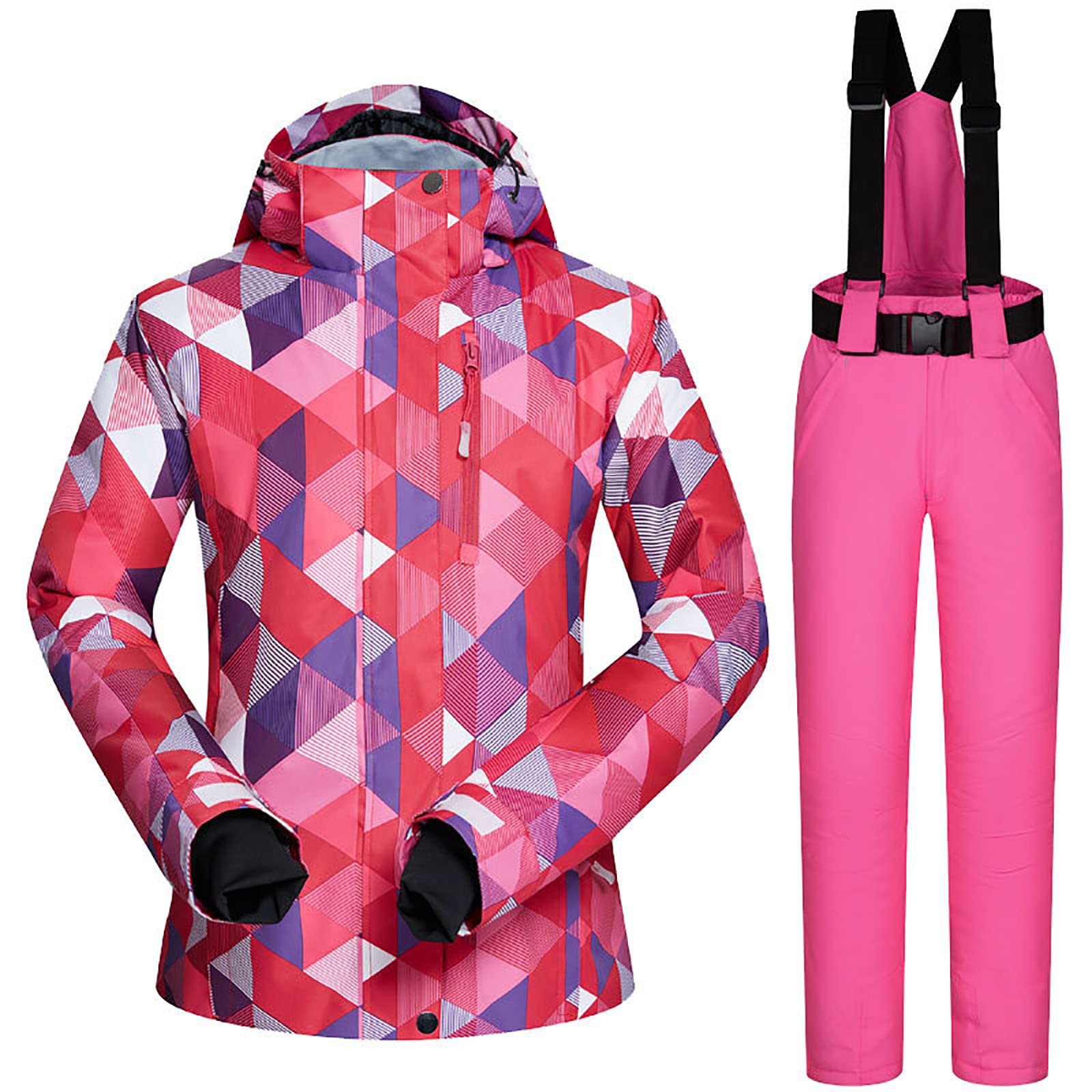 Tuta da Sci da Donna con Cuciture Triangolari da Snowboard All'aperto da Donna, Giacche e Pantaloni da Esterno per Il Ciclismo, Lo Sci in Campeggio