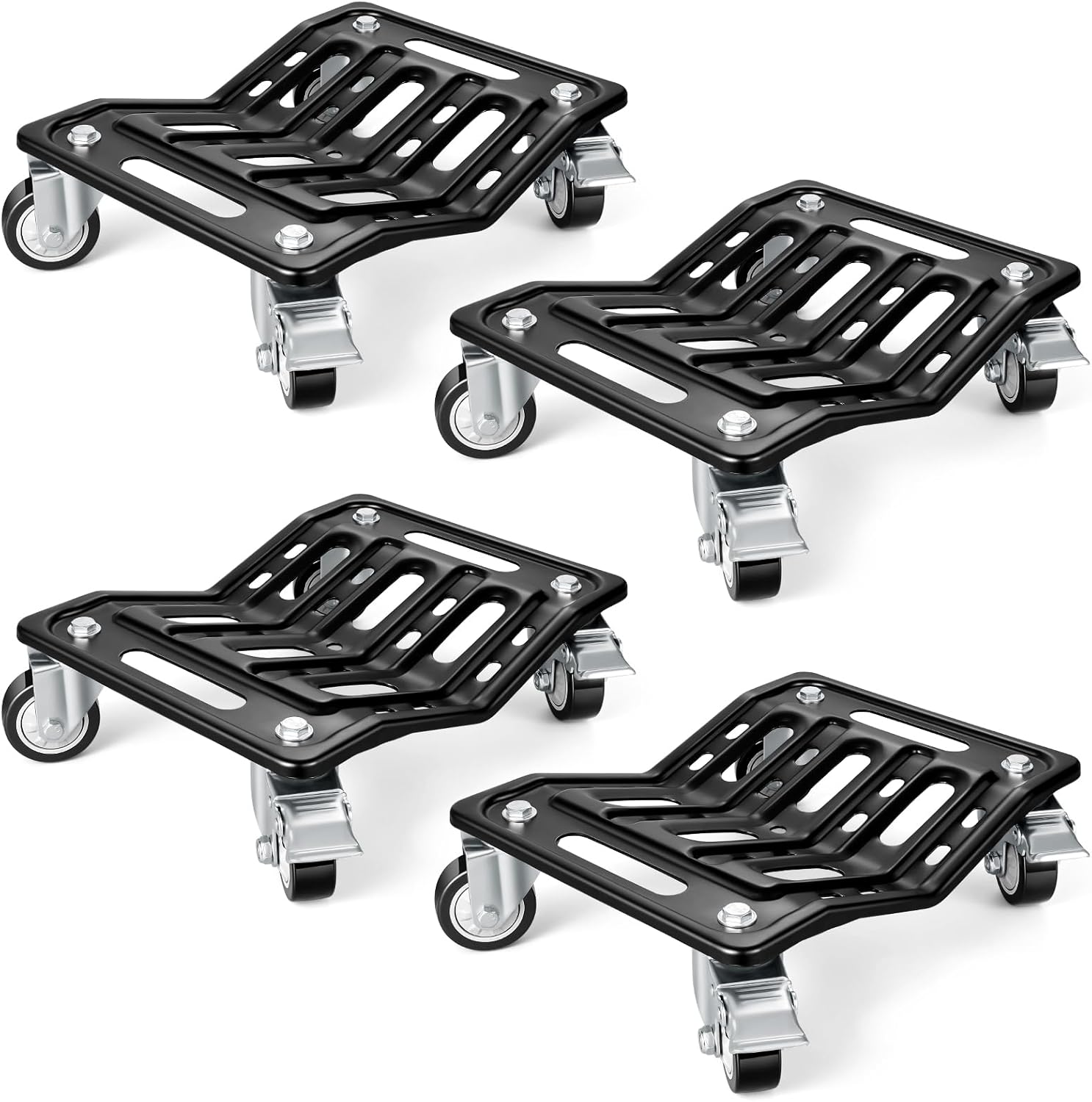 KEDSUM Car Dolly Set of 4, 6000 LBS Heavy Duty Car Wheel Dolly, High-tensile Structural Steel & Reinforced Rid Design for Moving Cars, Trailers, SUV, Motorcycles and Boats