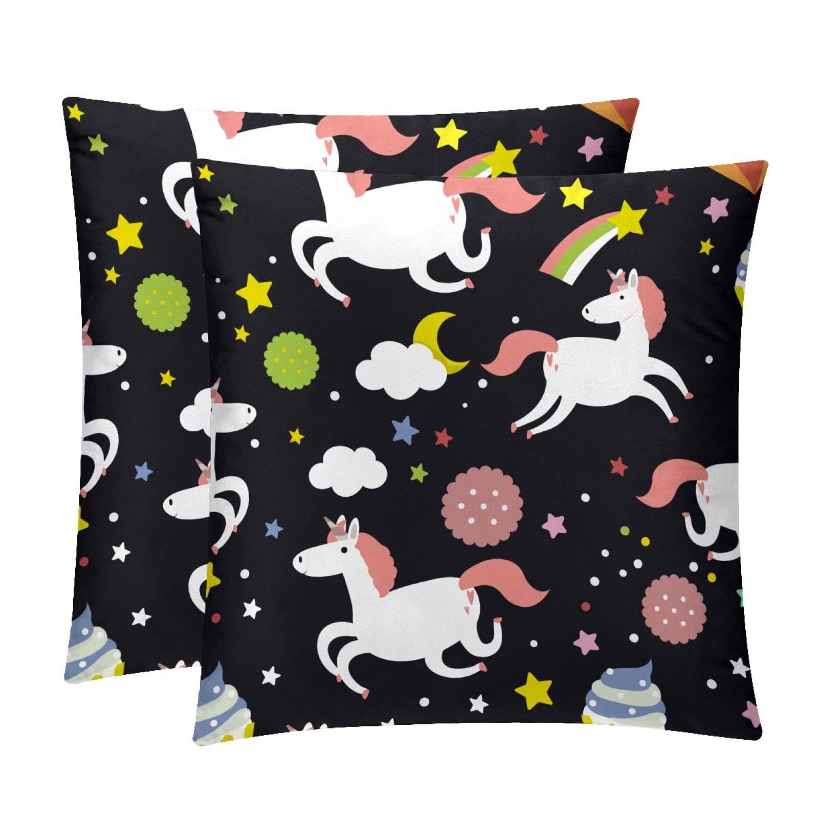 TDGKPZ Cute Unicorn Throw Pillow Covers 2 Pack Pillowcases Soft Cozy Pillow Cases For Couch Bed Sofa 45x45cm
