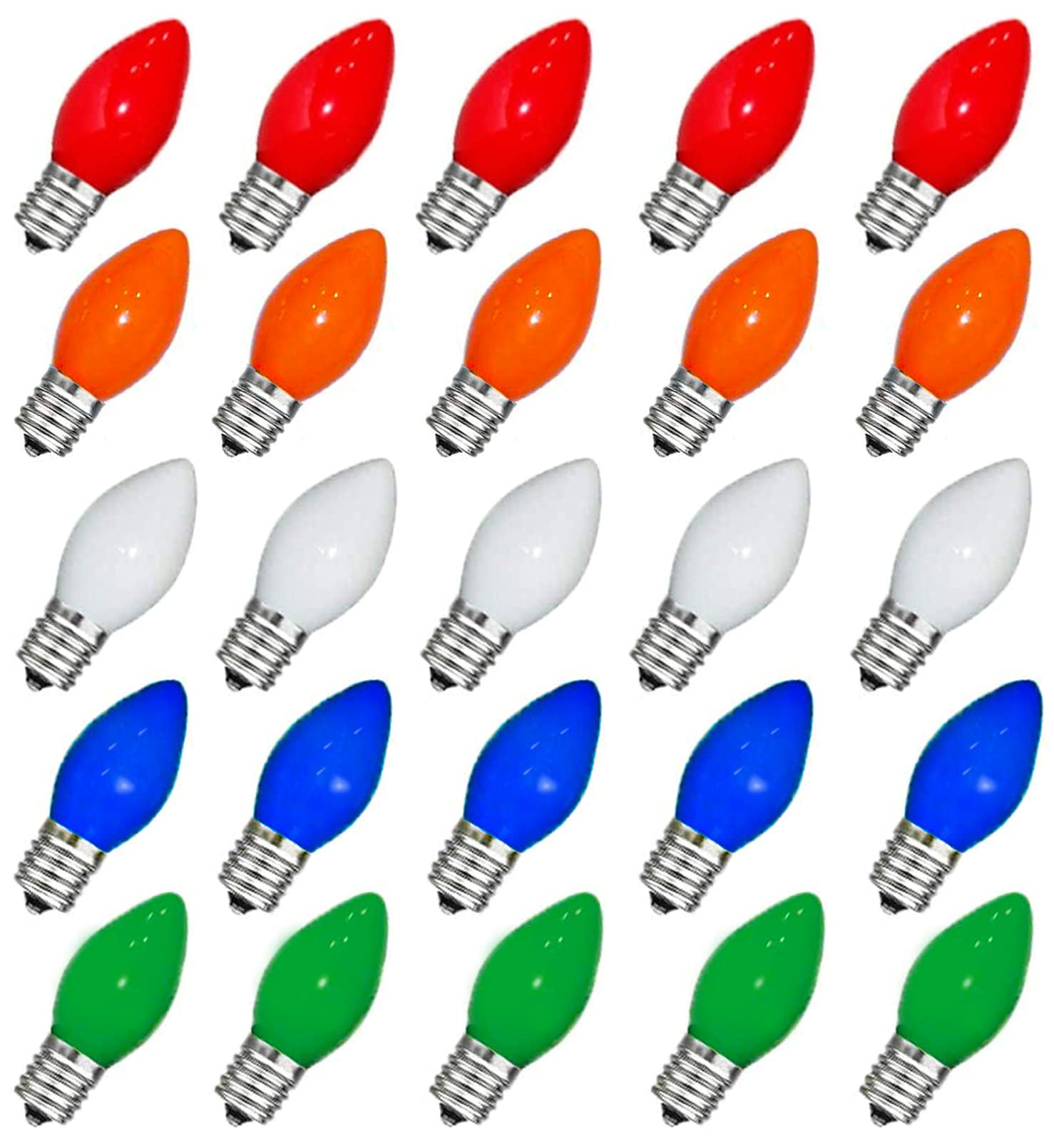 Bombillas C7 para Navidad y eventos especiales en pack de 25 unidades de 5W Couah