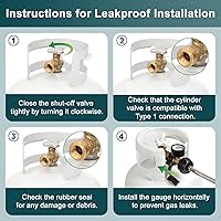 Vista 8 de GASPRO Medidor universal de tanque de propano, se adapta a cilindros de tanque de propano de 5 a 100 libras, adaptador de propano con conexión POL
