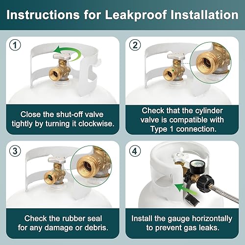 Vista 8 de GASPRO Universal Propane Tank Gauge, Fits for 5-100lb Propane Tank Cylinder, Propane Adapter with POL Connection for RV, Camper, Gas Grill, Fire