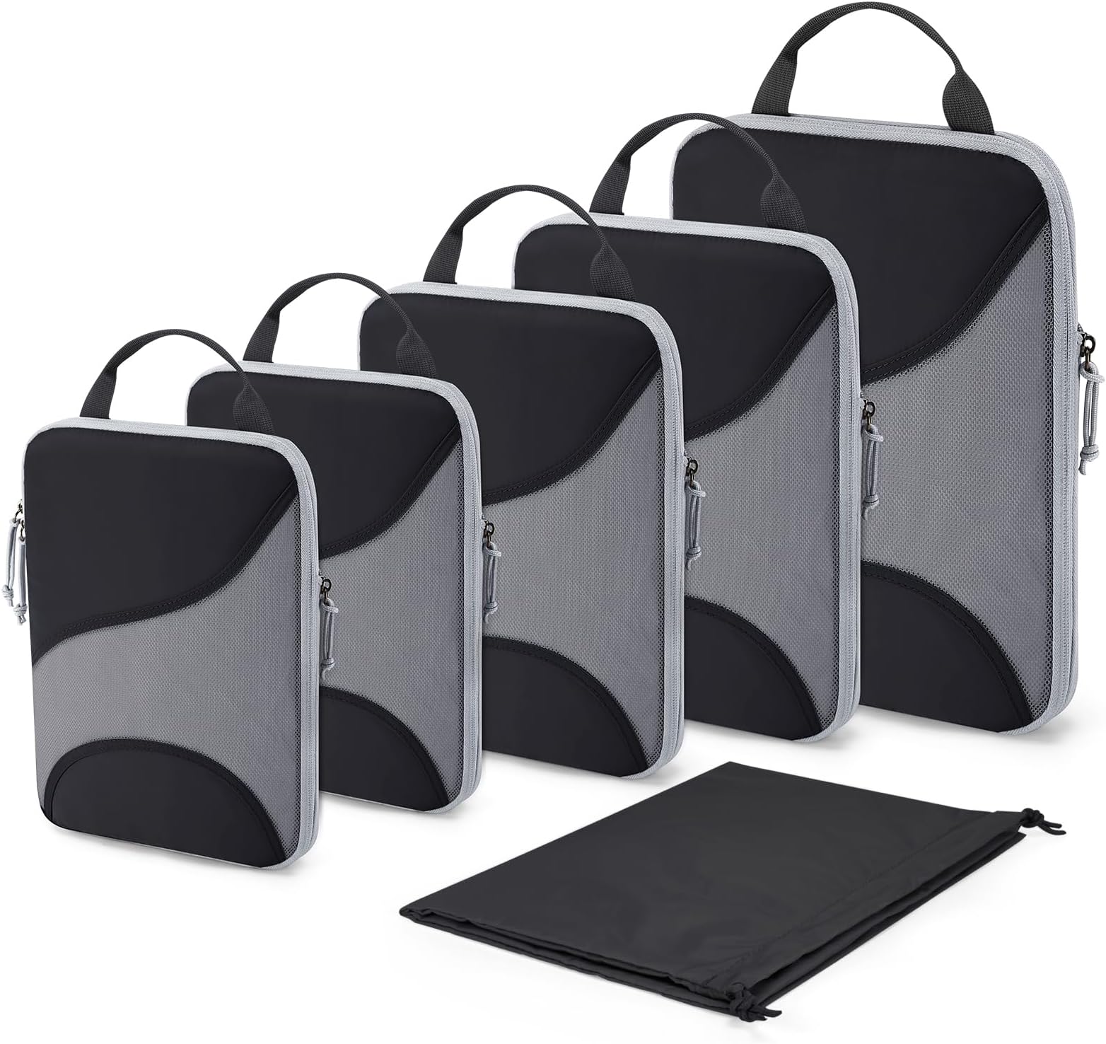 Compression Packing Cubes - 6 Set Travel Packing Cubes for Suitcases, Compression Suitcase Organizers with Shoe Bag